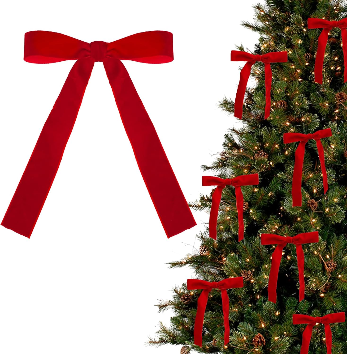 12 Pcs Wine Red Velvet Bows with Twist Ties for Christmas Tree Decorations Christmas Decorative Bows Christmas Bow Christmas Bows Decorative Xmas Decor Wreath Ornament