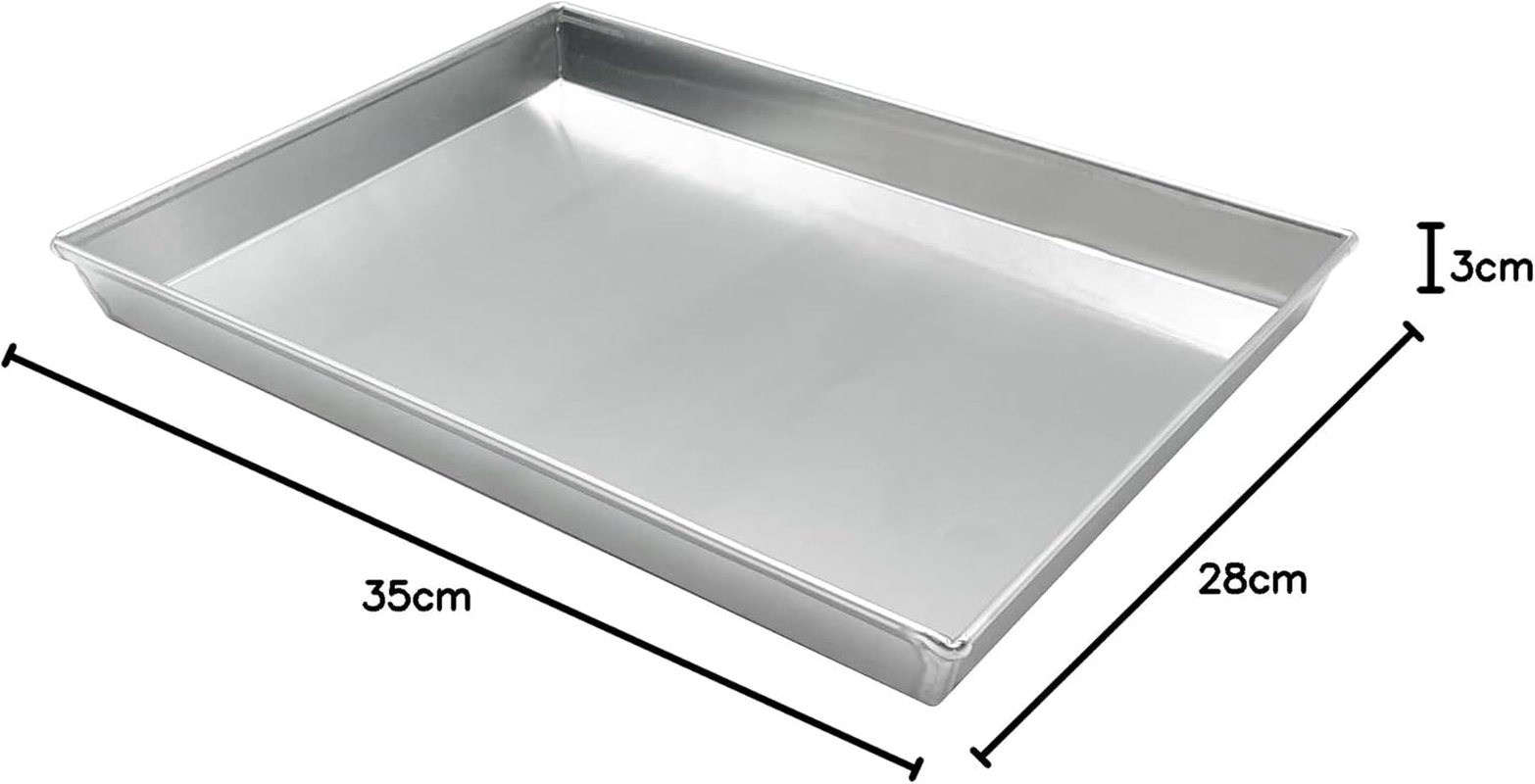 Pastry-Pizza Line Rectangular Baking Pan with Edge, Dimension 35 X 28 X 3 Cm, Silver image number 1
