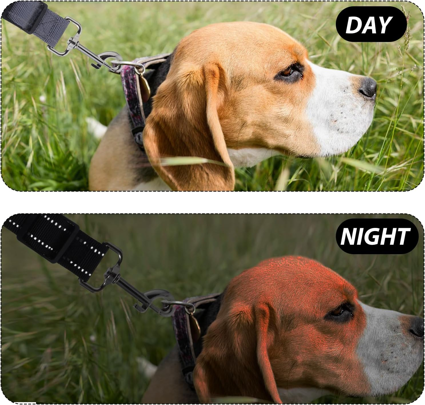 Qianyu 2 Pack Dog Safety Collar Clips Adjustable Collar Backup Clasp Leash Connector Reflective Ylon Double Ended Clasp Leash Clips for Pet Dog Puppies Harness Collar Companion Safety Clip image number 3