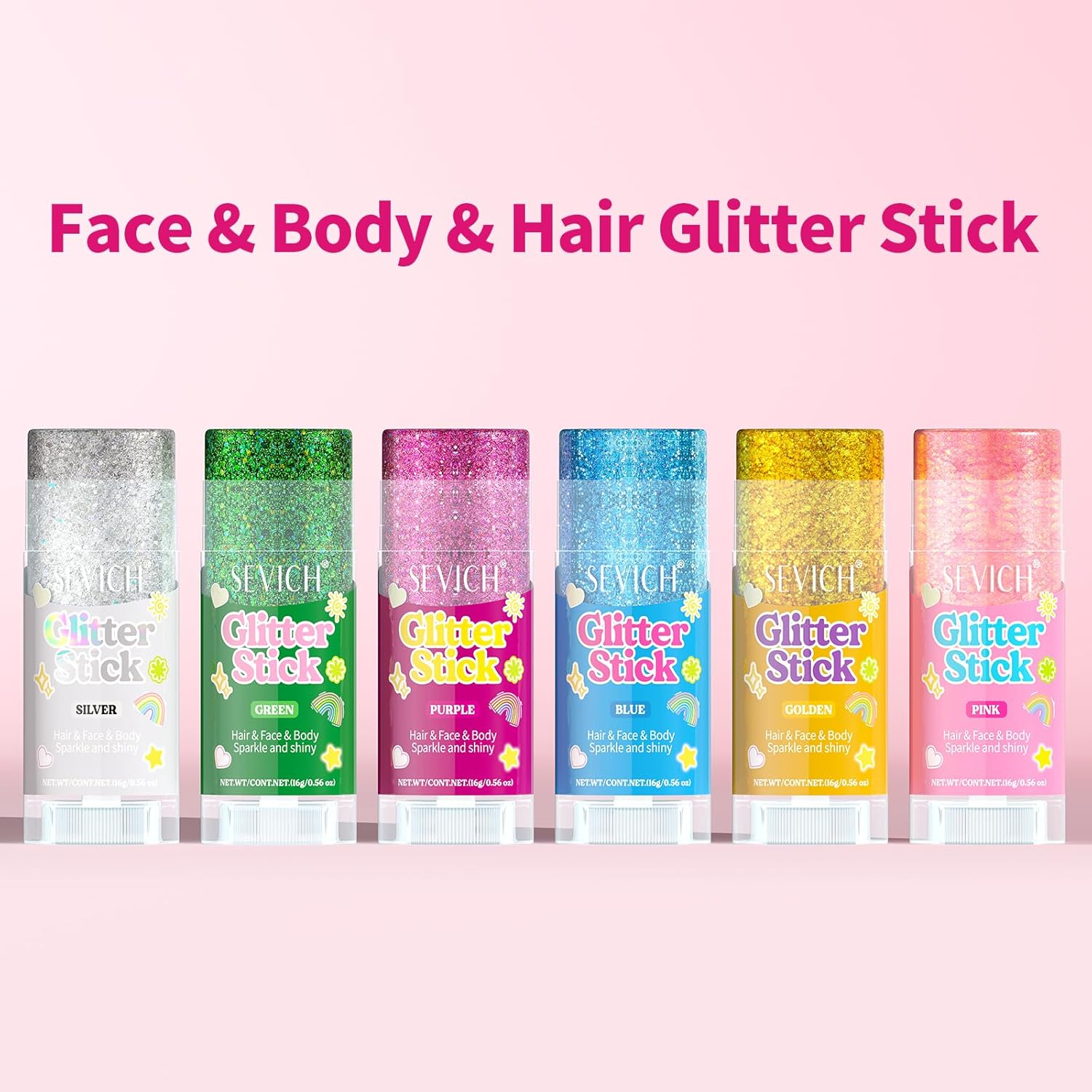 SEVICH Glitter Stick Purple for Face Body Hair,Skin Safe Waterproof Sparkle with No Glue Needed,Easy to Apply and Remove for Parties Festivals Makeup,15G - Blue image number 2