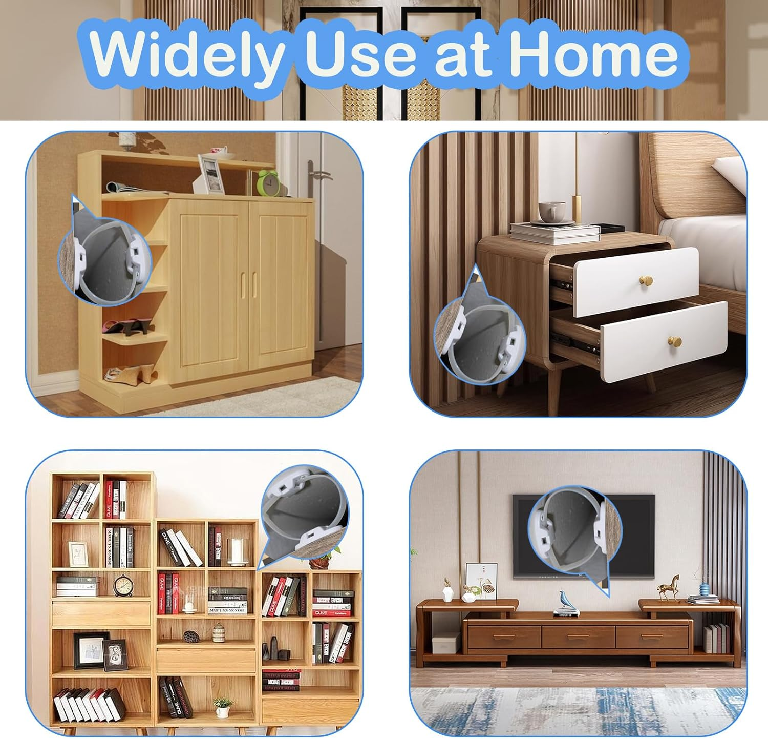 [Loimon 12-Pack Heavy-Duty Anti-Tip Fixation Anchors] Drill-Required & Manual Installation | Earthquake-Secure Furniture Wall Mounts for Baby Proofing Cabinets, Tvs, Bookshelves | Child Safety Home Security Device for Australian Households image number 4