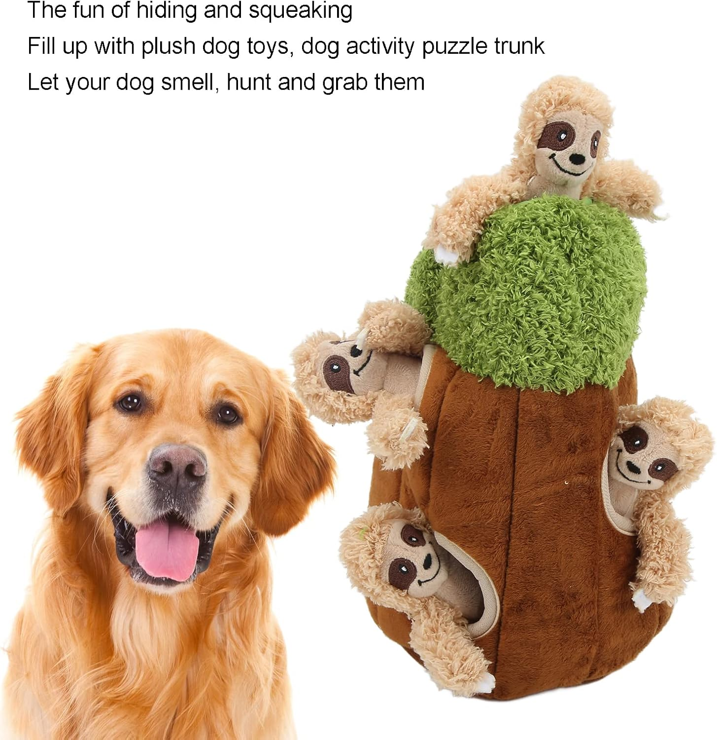 Delightful Sloth Hideaway Puzzle Toy Interactive Squeaky Seek and Find Game for Dogs Stimulating Plush Toy for Smart Pups Perfect for Solo or Interactive Play Sessions image number 2