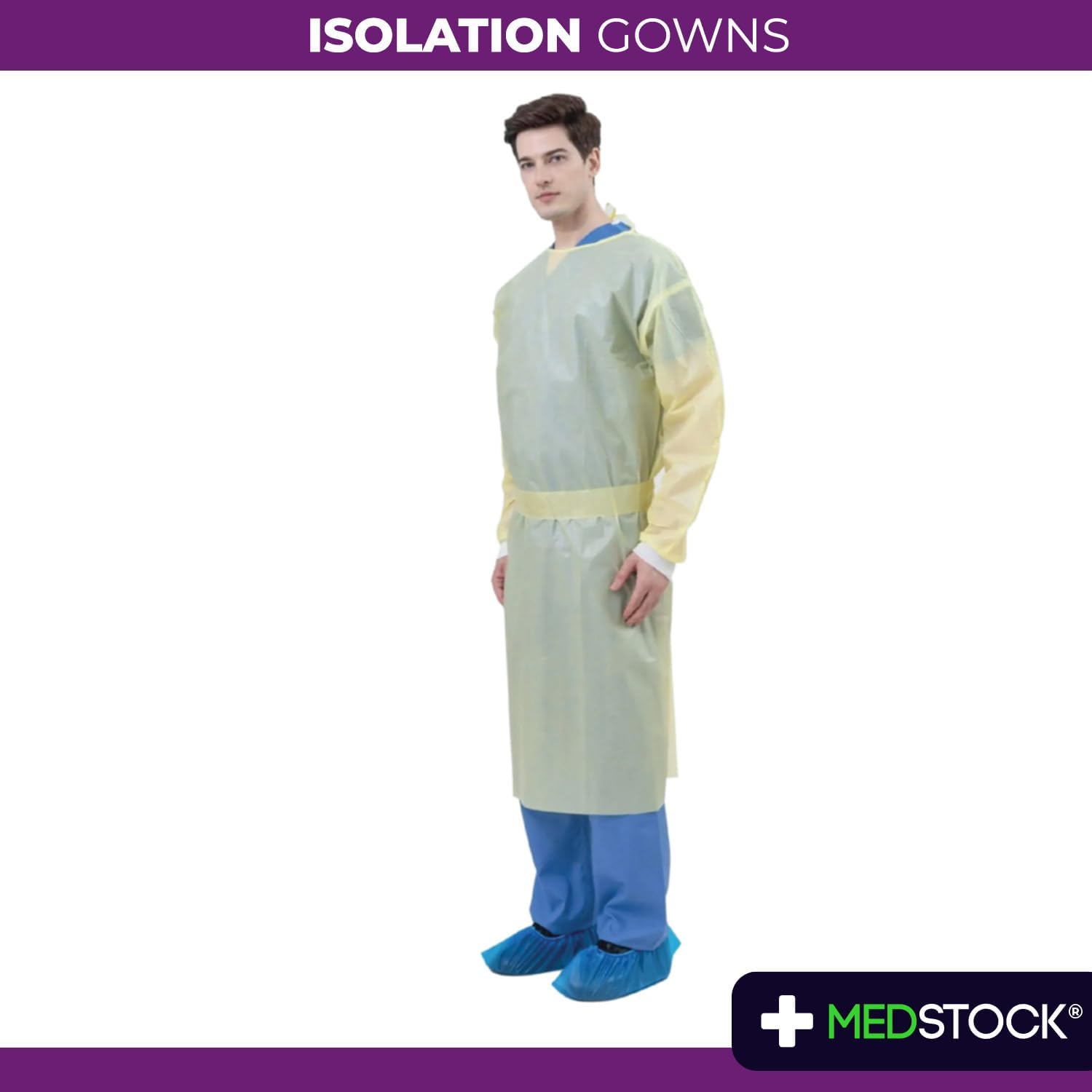 MEDSTOCK AAMI Level 4 Isolation Gown - Ppsb-Coated, Breathable Protection for Surgery, Waterproof, Suitable for Infection Control and Phlebotomy, Disposable, Universal Size, Non-Sterile, 10 Count image number 3