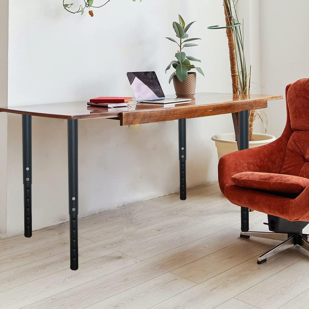 Jahof Adjustable Table Legs 22-36 Inch (55-90Cm), Metal Desk Legs &Oslash;42/38 Mm with Screws, Telescopic Legs for Tabletops, DIY Desk, RV, Home and Office (4Pcs, Black) - 4, Black image number 5