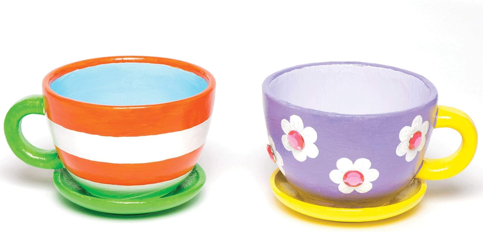 Baker Ross AC624 Ceramic Flower Pots Cup & Saucer (Pack of 2), 12 Cm X 10 Cm X 14.3 Cm, Ceramic image number 3
