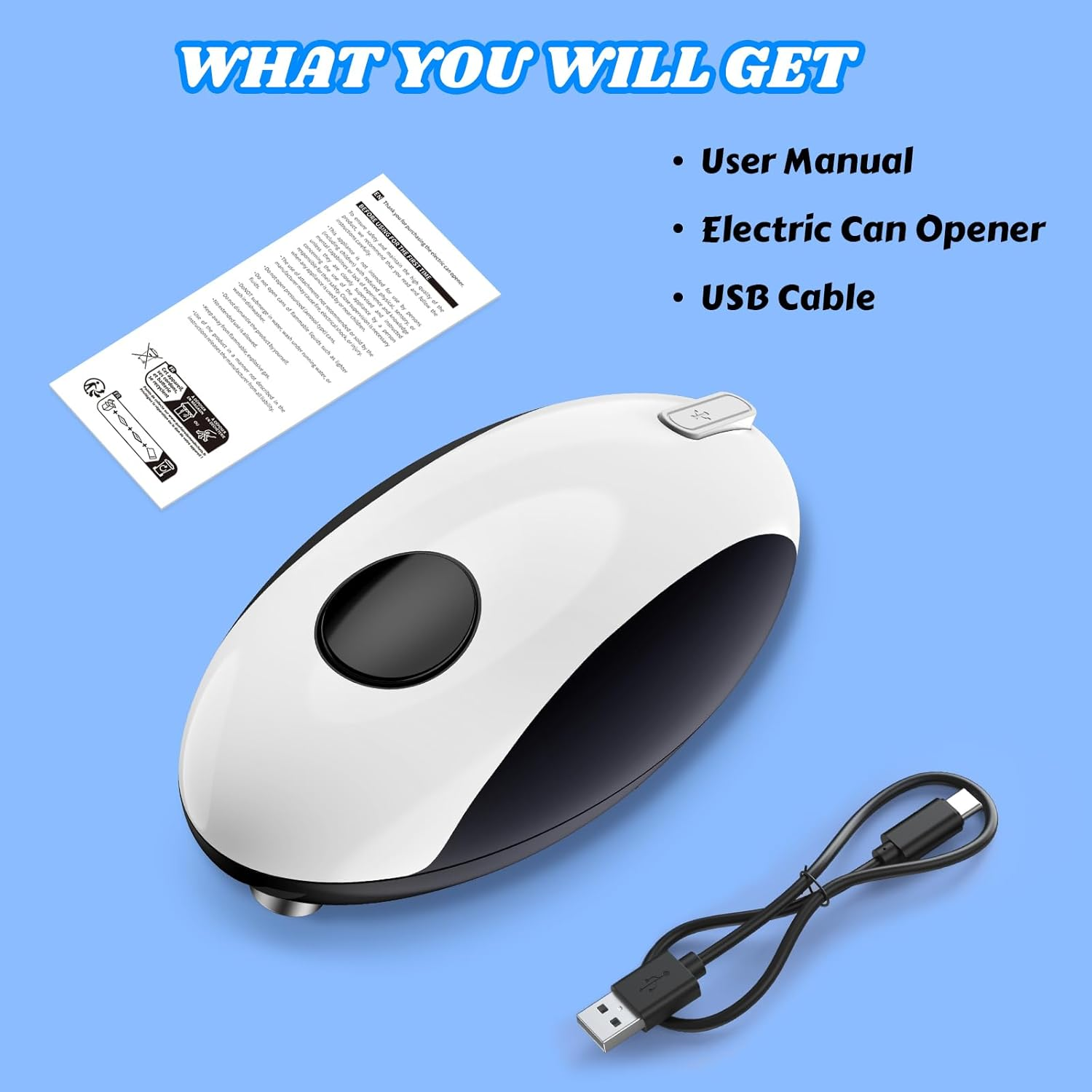 USB Rechargeable Electric Can Opener - Battery Operated, One Touch Auto Operation, Magnetic Lid Holder & Smooth Edge Cutting, Cordless & Hands Free Tin Opener for Seniors, Works with All Standard Cans image number 4