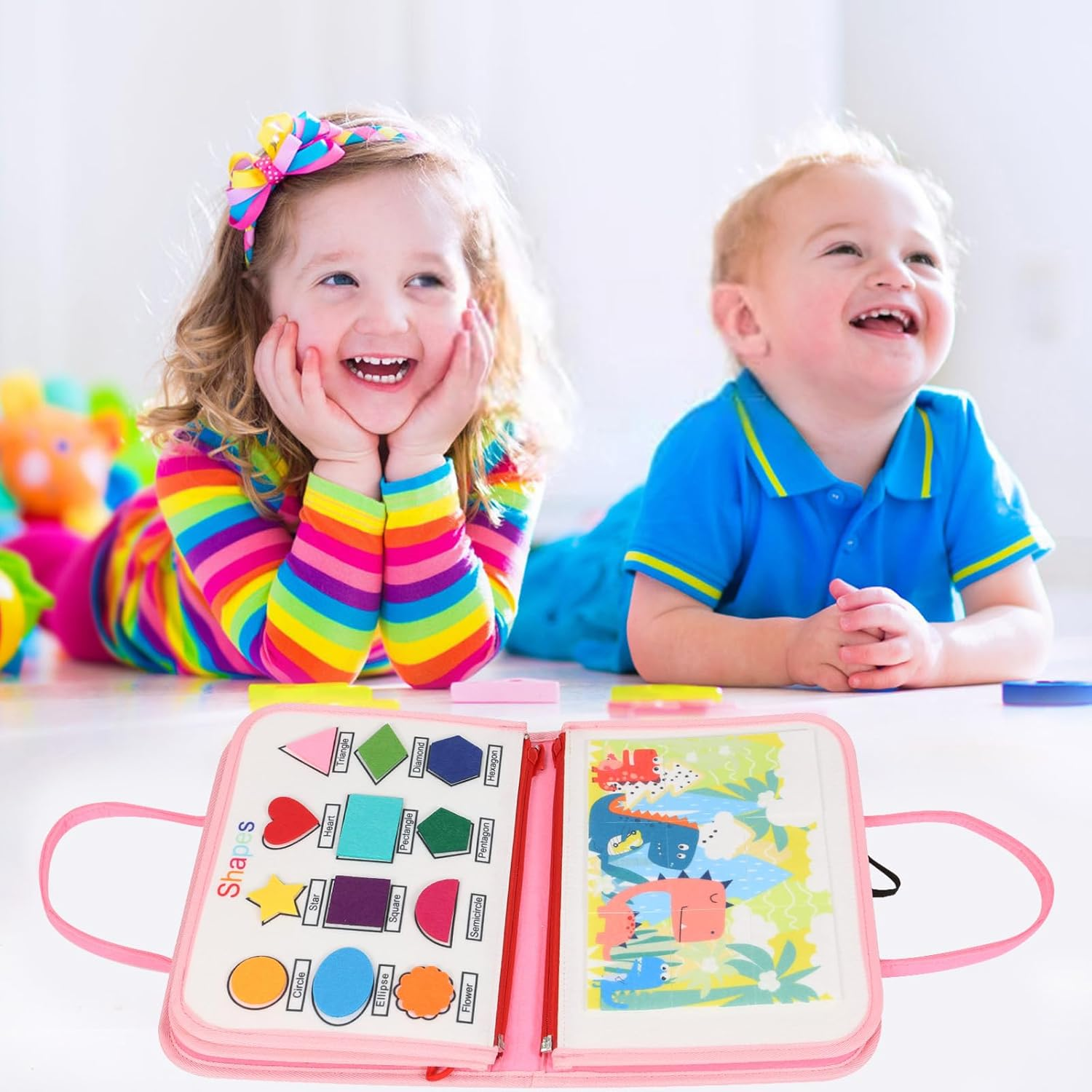 TUNJILOOL Montessori Busy Board - 8-In-1 Sensory Activity Book with Detachable Pages, Travel-Friendly Learning Toy for Fine Motor Skills & Preschool Education image number 4