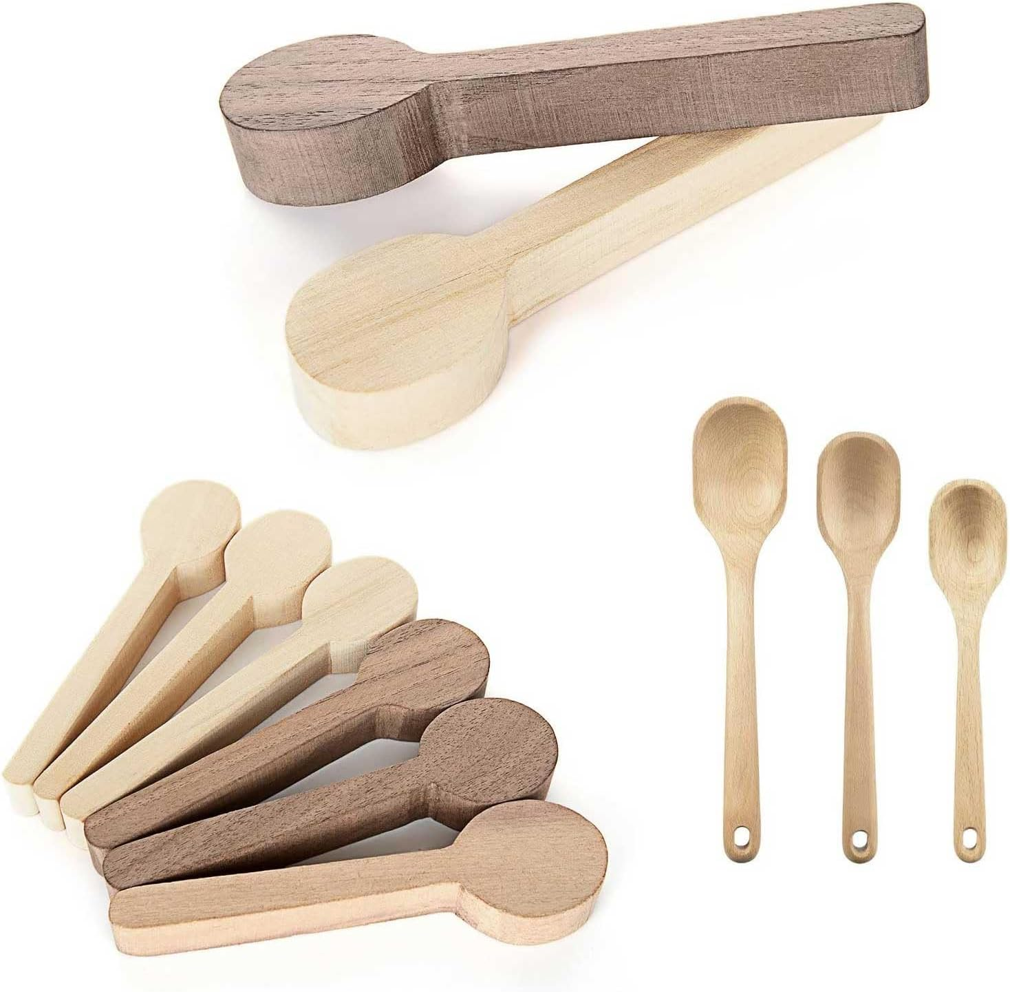 6 Pcs Spoon Carving Wood Blanks, Beech and Walnut Unfinished Wooden Craft for Whittling (6.2X1.6 Inch) image number 2