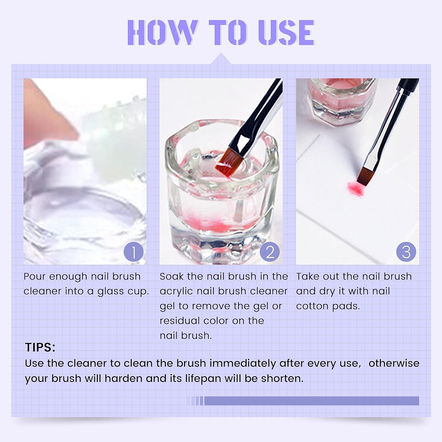 Aijimei Nail Brush Cleaner Restorer Solution Acrylic Nail Brush Cleaner Quickly Clean for Acrylic Nail Brushes, Glitter Gel Nail Polish Brushes, Builder Hard Gel Brush (120ML-4.2FL.OZ) image number 4