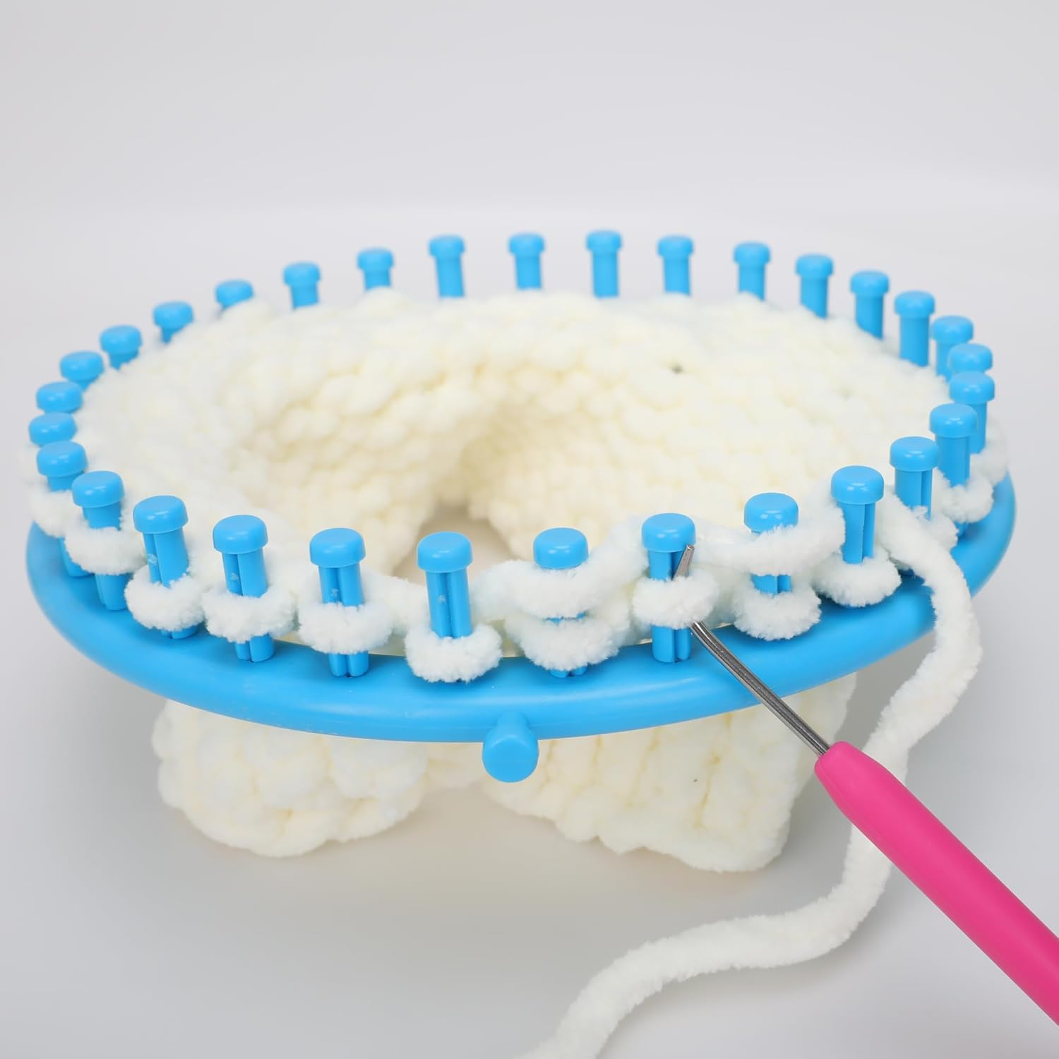 READAEER Knitting Loom Kit with Pompom Maker, round Knitting Loom for Hat, Rectangular for Blanket Scarf Shawl, Knitting Loom Kit for Beginner image number 5