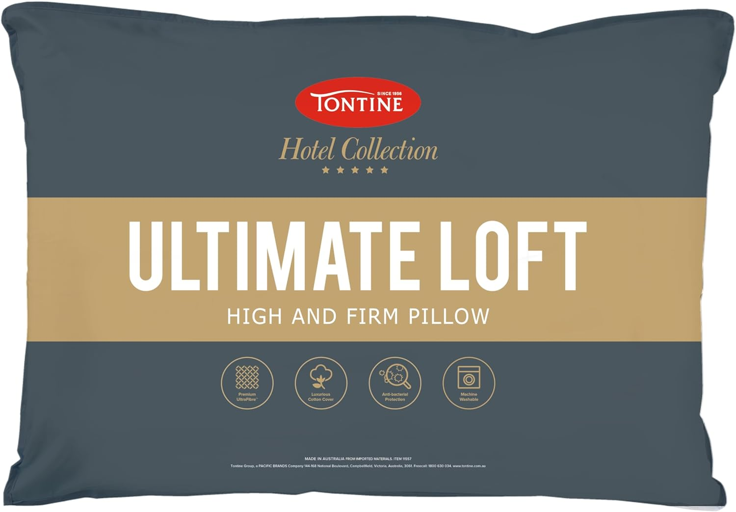 Tontine Easy Care Medium 2 Pack Pillow, Medium Height & Support, anti Bacterial Protection, Natural Cotton Cover, Machine Washable, Australian Made Pillow image number 3