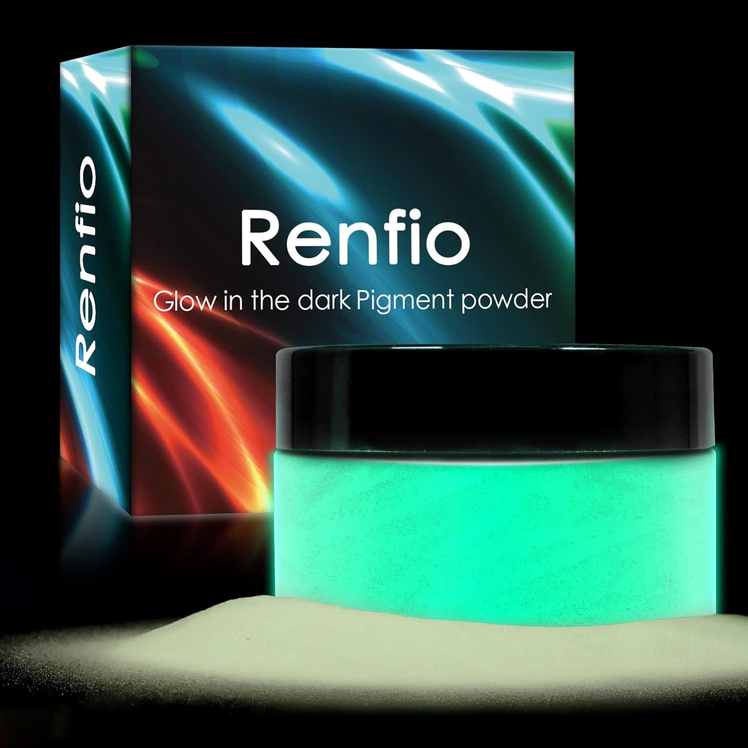 Renfio 3.5Oz/100G Glow in the Dark Pigment Powder, Luminous Powder Resin Color Pigment, Fluorescent Pigment Dye for Epoxy Resin, Slime, Acrylic Paint, Nail, Fine Art - White to Mint - Fluorescent Orange image number 7