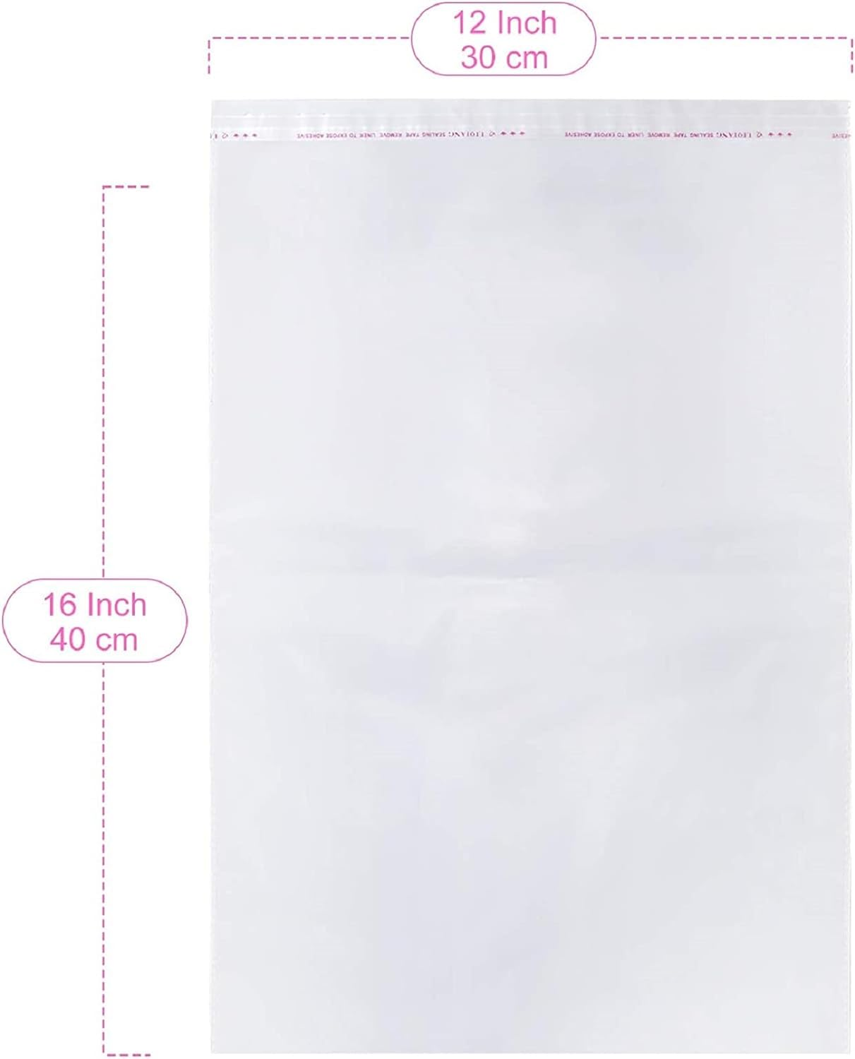 Bukamkom 100Pcs 12X16&rdquo;(30X41Cm) Clear Poly Mail Bags Self-Sealing for Cello Bags Great for Clothes T-Shirts Pants Party Wedding Packaging Bags