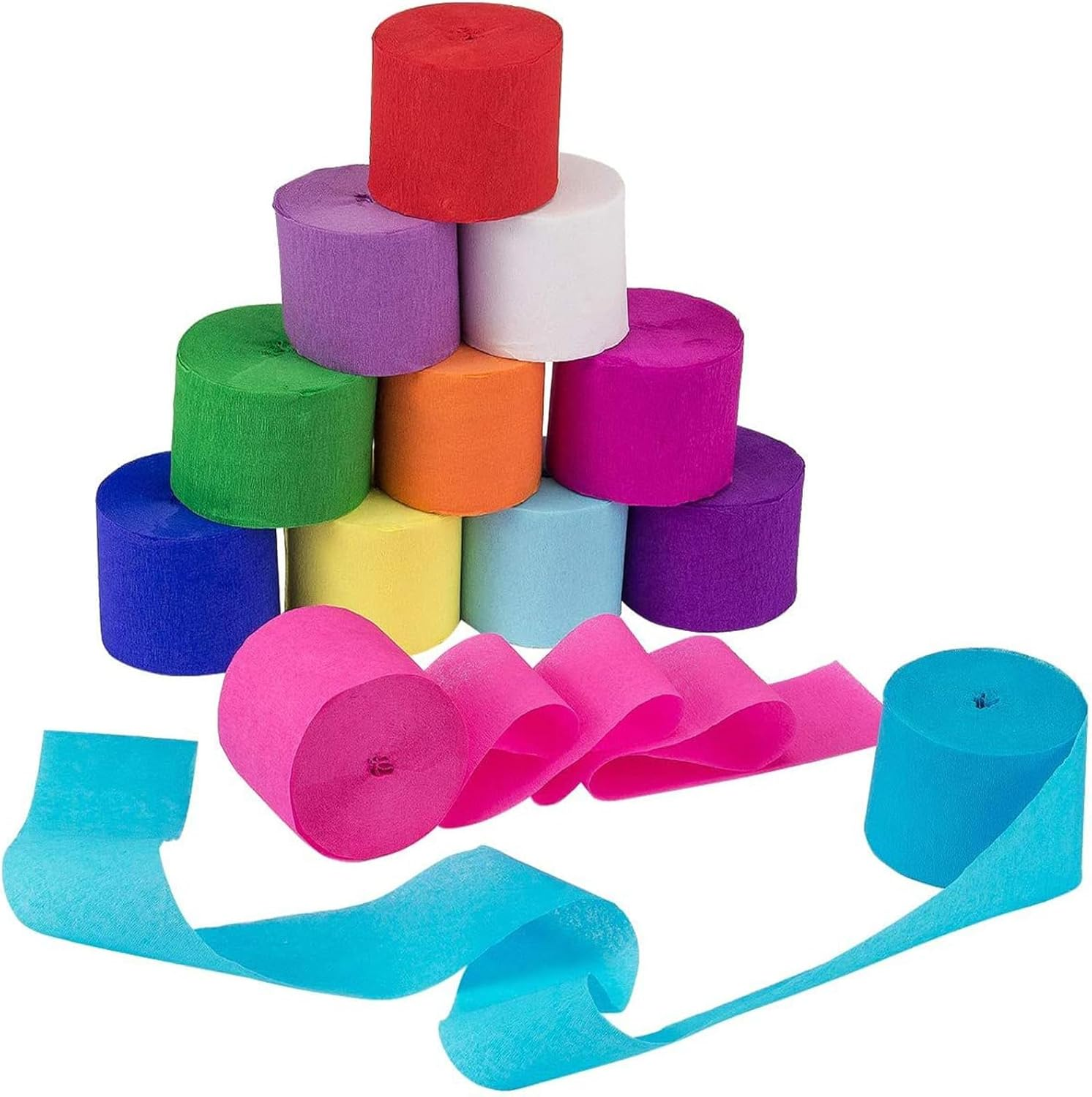 10 Rolls 82-Ft Crepe Paper Streamers,Rainbow Streamers Party Decorations Streamer Paper Rolls Birthday Decorations,Party Decorations,Wedding Decorations, Daily Parties and Festivals（10 Colors） image number 1