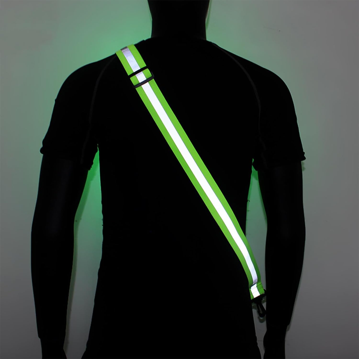Reflective Running Gear - High Visibility Safety Reflective Sash with Quick Release Buckle for Outdoor Running Cycling Hiking Walking(Green) image number 4