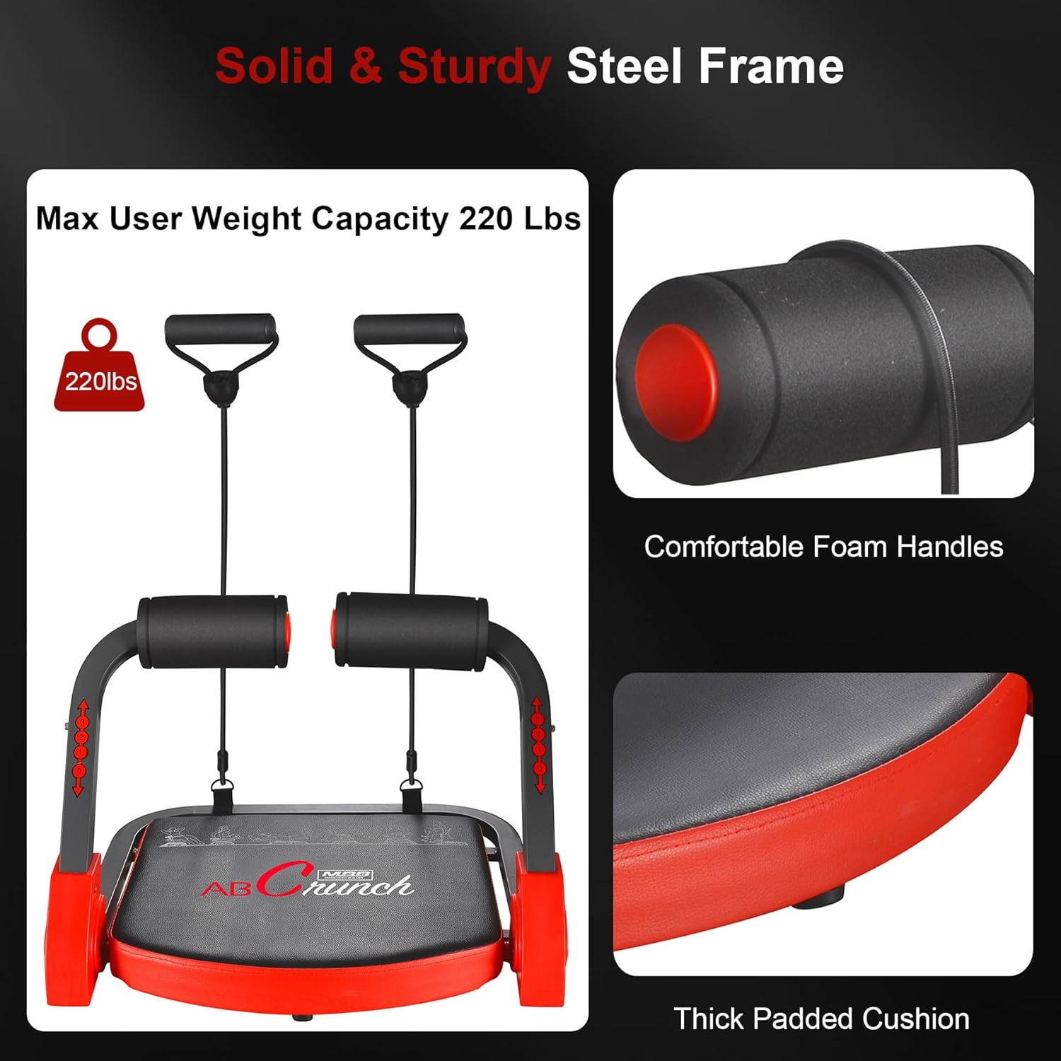 Ab Machine Workout Equipment,Whole Body Ab Workout Machine,Sit up Exercise Equipment for Home, Strength & Abdominal Trainer with 3 Adjustable Resistance Levels and Bands.Us Patented image number 4