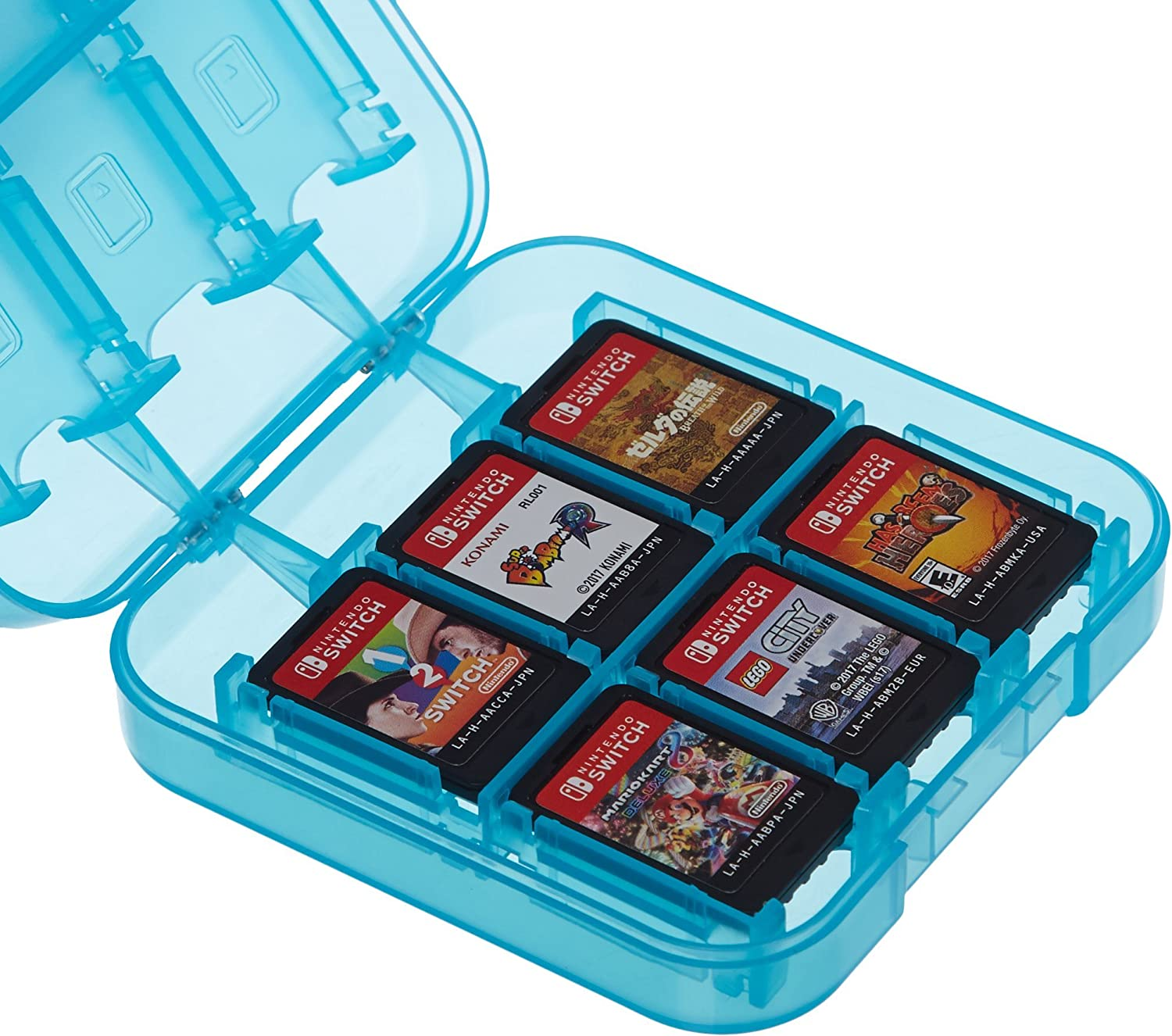 Amazon Basics Game Storage Case for 24 Nintendo Switch Games - 3.4 X 3.4 X 1 Inches, Blue
