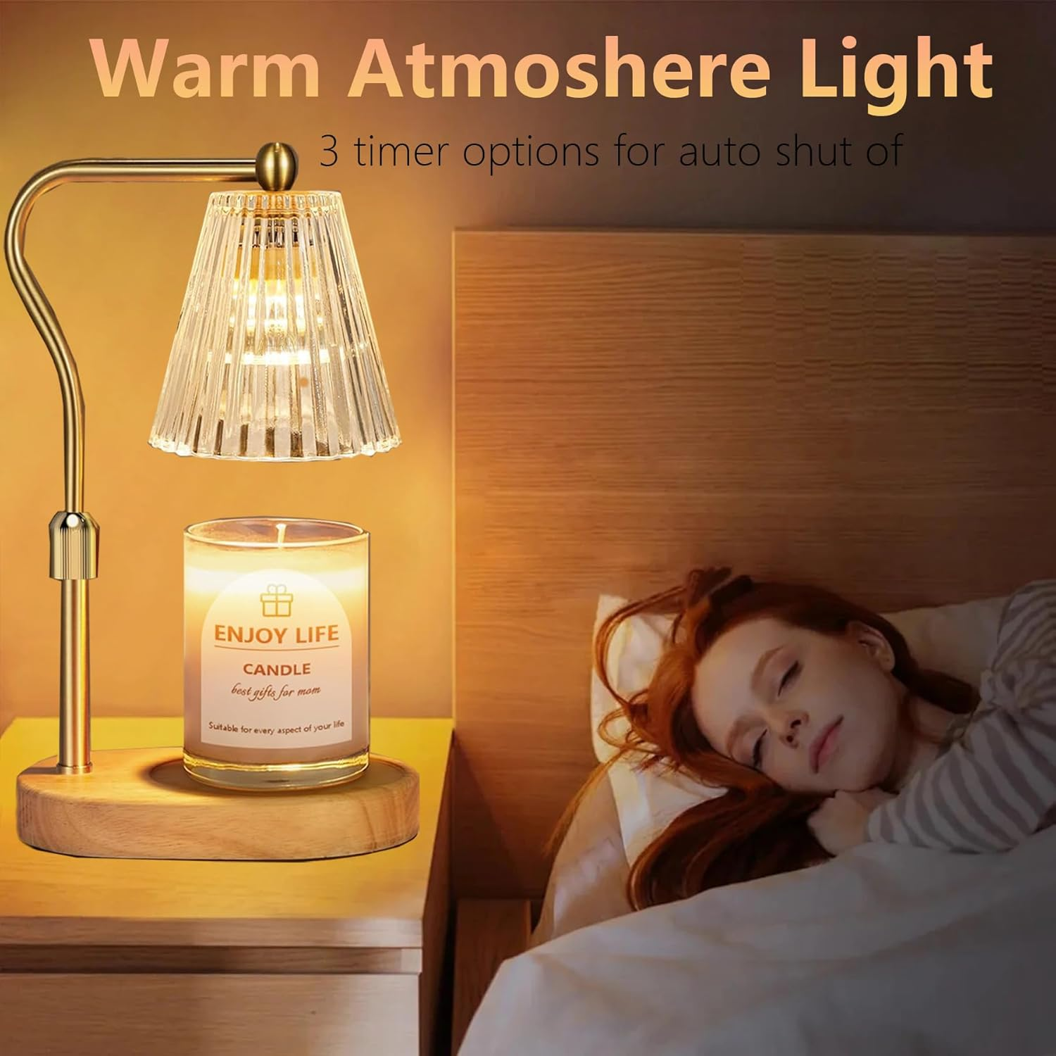 Wakouter Candle Warmer Lamp, Wax Melt Warmer for Scented Jar Candles, with Timer Dimmer, Adjustable Height Candle Lamp, for Women Birthday Gift, Mothers Day Gifts,Home Office - Safe Stylish Gift Idea