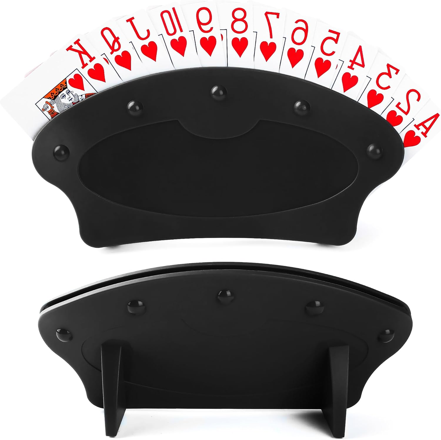 2 Pack Playing Card Holder for Kids Adults, Hands Free Card Holders for Playing Cards, Cards Organizer for Card Game Nights, Canasta, Poker Parties (Black)