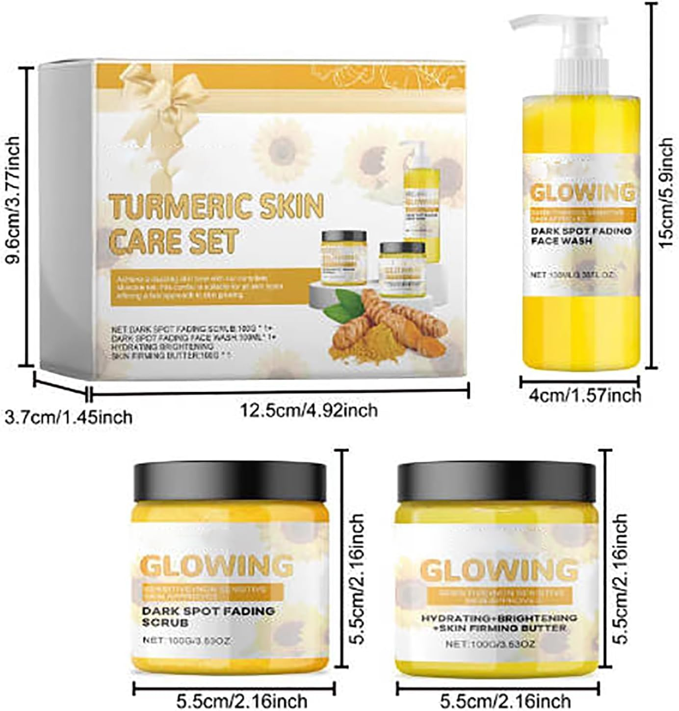 Turmeric Glow Combo Skincare Set, Turmeric Skin Care, Turmeric Glow Face Wash,Face Care Set for Women (Scrub, Large) image number 2