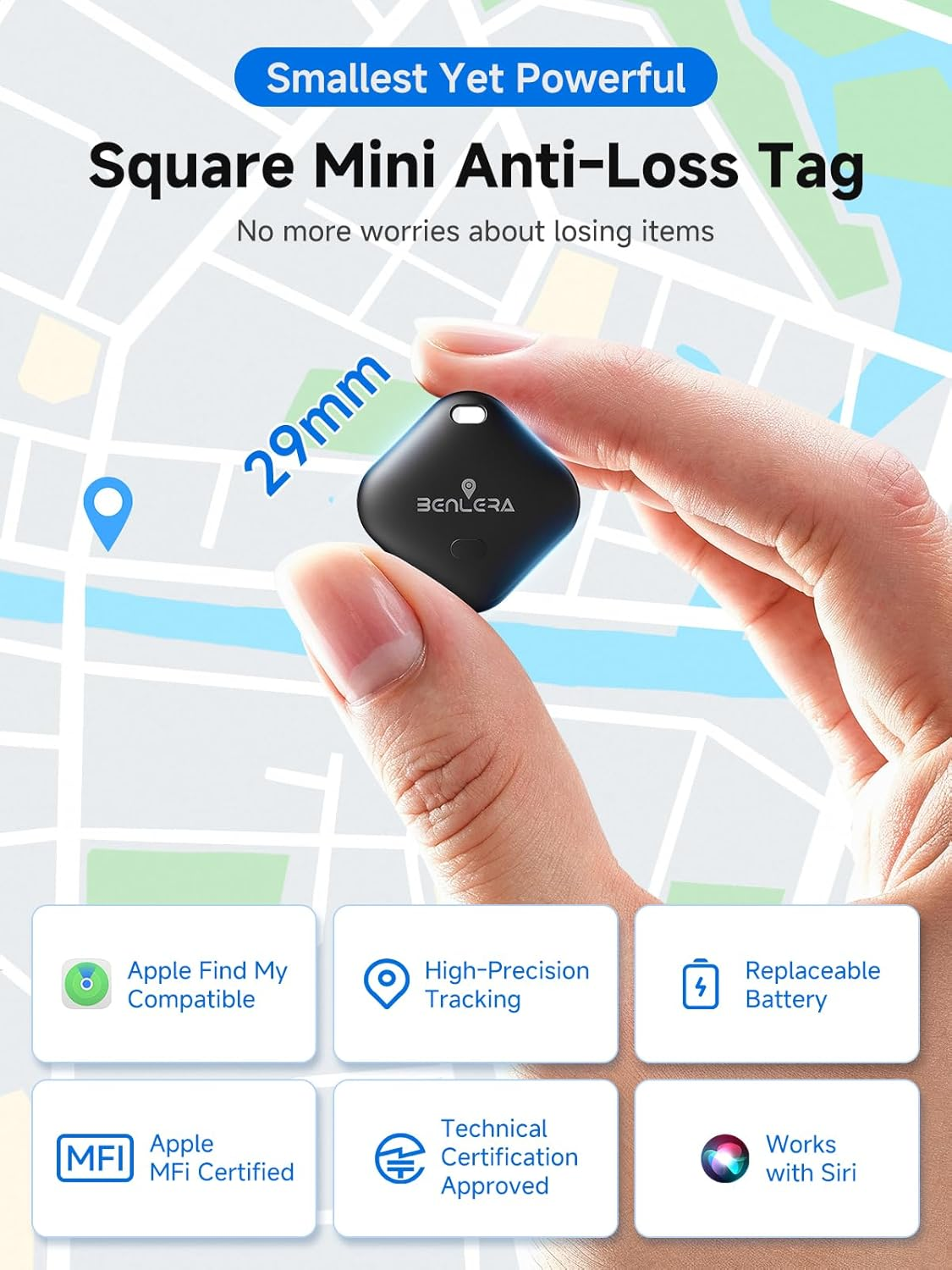 World'S Smallest Anti-Loss Smart Tracker for A-Pple Find My Tag (Ios ONLY) Global GPS Signal, Discreet Design for Keys, Luggage, Bags, Wallet, Replaceable Battery Fcc/Mfi Certified, 4 Pack