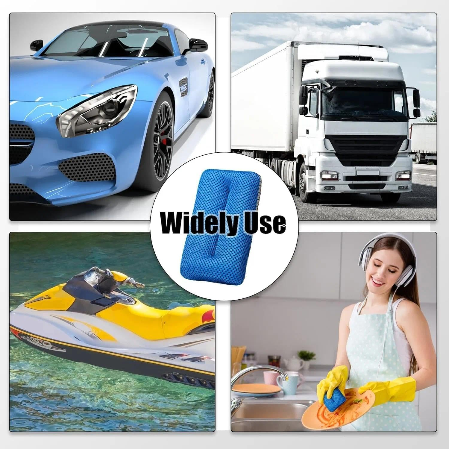 Heavy Duty Car Wash Sponge(3.5 X 6.6 Inches), Non-Scratch Microfiber Sponge for Bug & Tar Removal, Dual-Sided Sponges for Cleaning Cars, Trucks, Compatible with All Vehicle Exteriors(5-Pack)-Leralsta image number 5