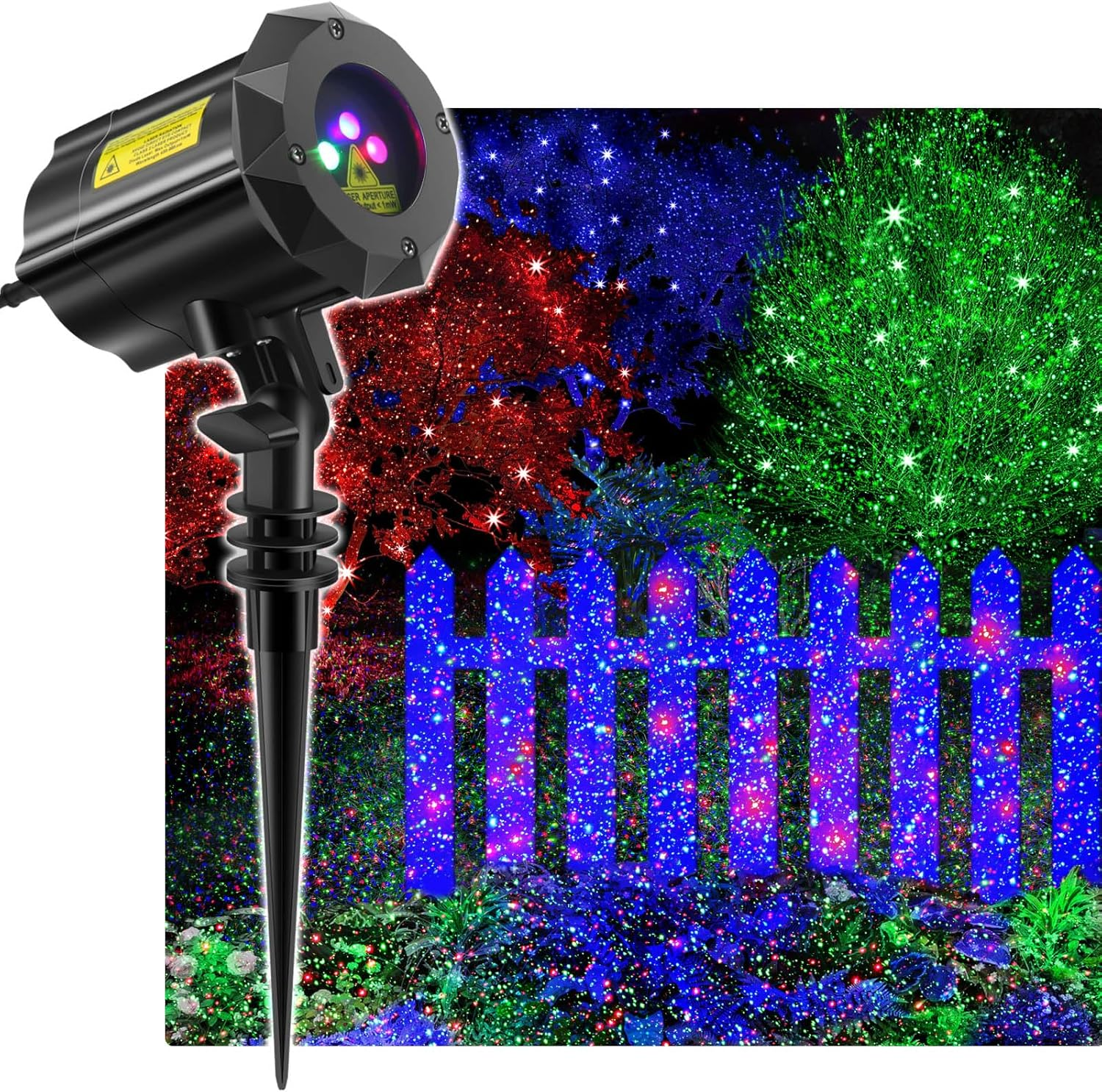 Poeland Garden Lights Star Christmas Projector Moving Firefly Lighting Leds Colour Blue Green Red image number 6