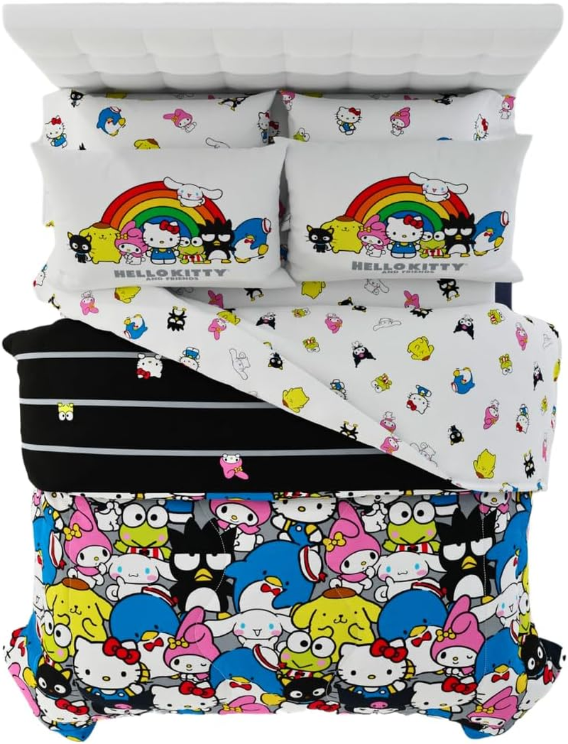 Franco Sanrio Hello Kitty & Friends Bedding 7 Piece Super Soft Comforter and Sheet Set with Sham, Full, (100% Official Licensed Product) Collectibles