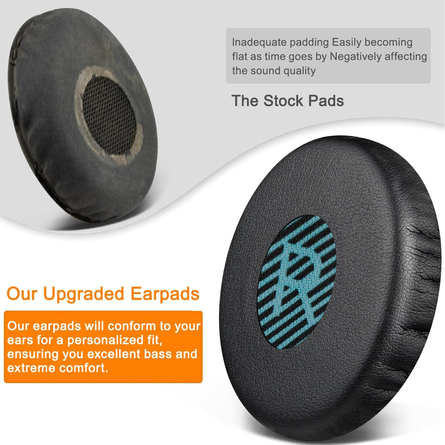 SOULWIT Ear Pads Cushions Replacement for Bose On-Ear 2 (OE2 & Oe2I)/ Soundtrue On-Ear (OE)/ Soundlink On-Ear (OE) Headphones, Earpads with Softer Leather, Noise Isolation Foam