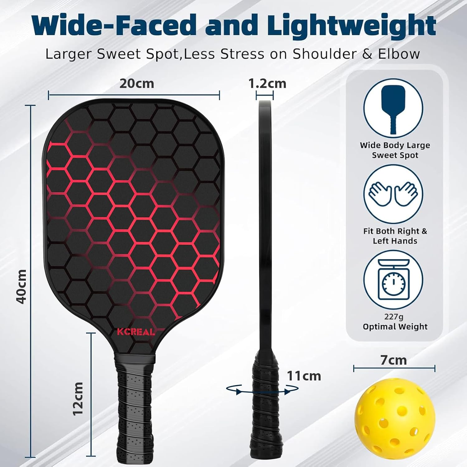 Pickleball Paddles Set, Fiberglass Pickleball Set with 4 Pickleball Paddles, 4 Pickleball Balls and Pickleball Bag, Pickleball Rackets Equipment for Beginners & Pros image number 3