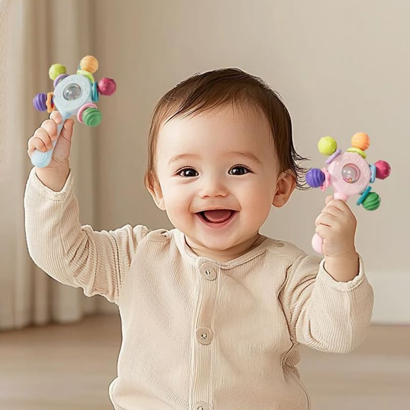 Baby Montessori Sensory Toys for 0-6 6-12 Months, Baby Teether Teething Toy for Babies 0 3 6 9 12 18 Months, Newborn Infant Learning Developmental Toys Gifts for 1 2 Year Old Boys Girls (Blue)