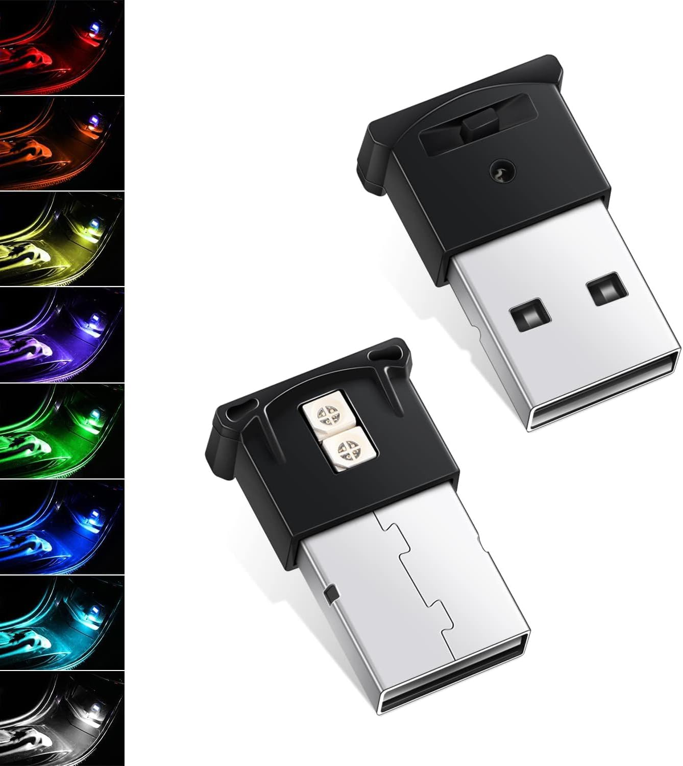 Mini USB LED Light, 8 Colors Car LED Interior Lighting 5V Smart USB Atmosphere Light, Laptop Keyboard Office Decoration Night Lamp, Adjustable Brightness image number 1