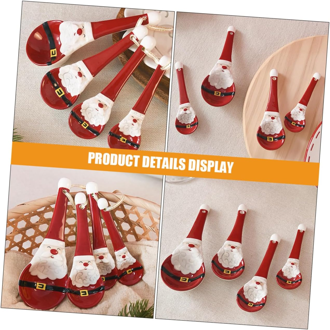 Ceramic Measuring Spoon Set Christmas Style Festive Spoon for Baking for Kitchen and Holiday Baking image number 5