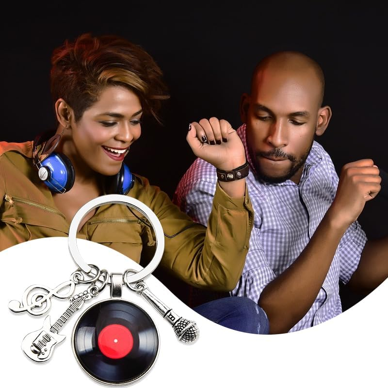 Vinyl Record Keychains for Music Lovers Cool Punk Christmas Birthday Gifts for Musician Composer Girl Boys Music Teachers Students Music Accessories Recording Player Pendant Key Chain image number 6