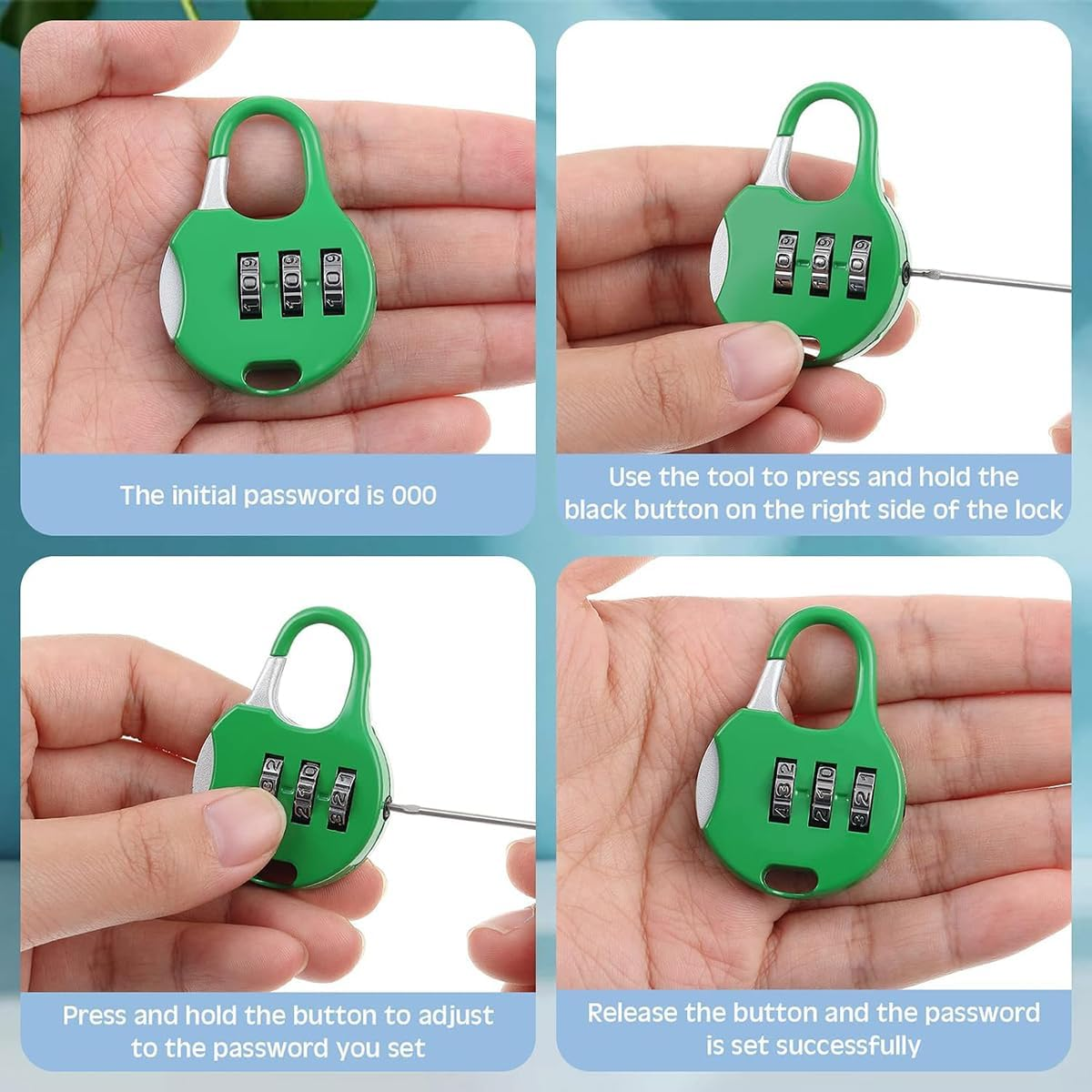 10 Pcs Mini Padlock with Password,Colorful Combination Padlocks 3 Digit Number Code Lock Security Padlock for Travel Suitcases Luggage Bag Case