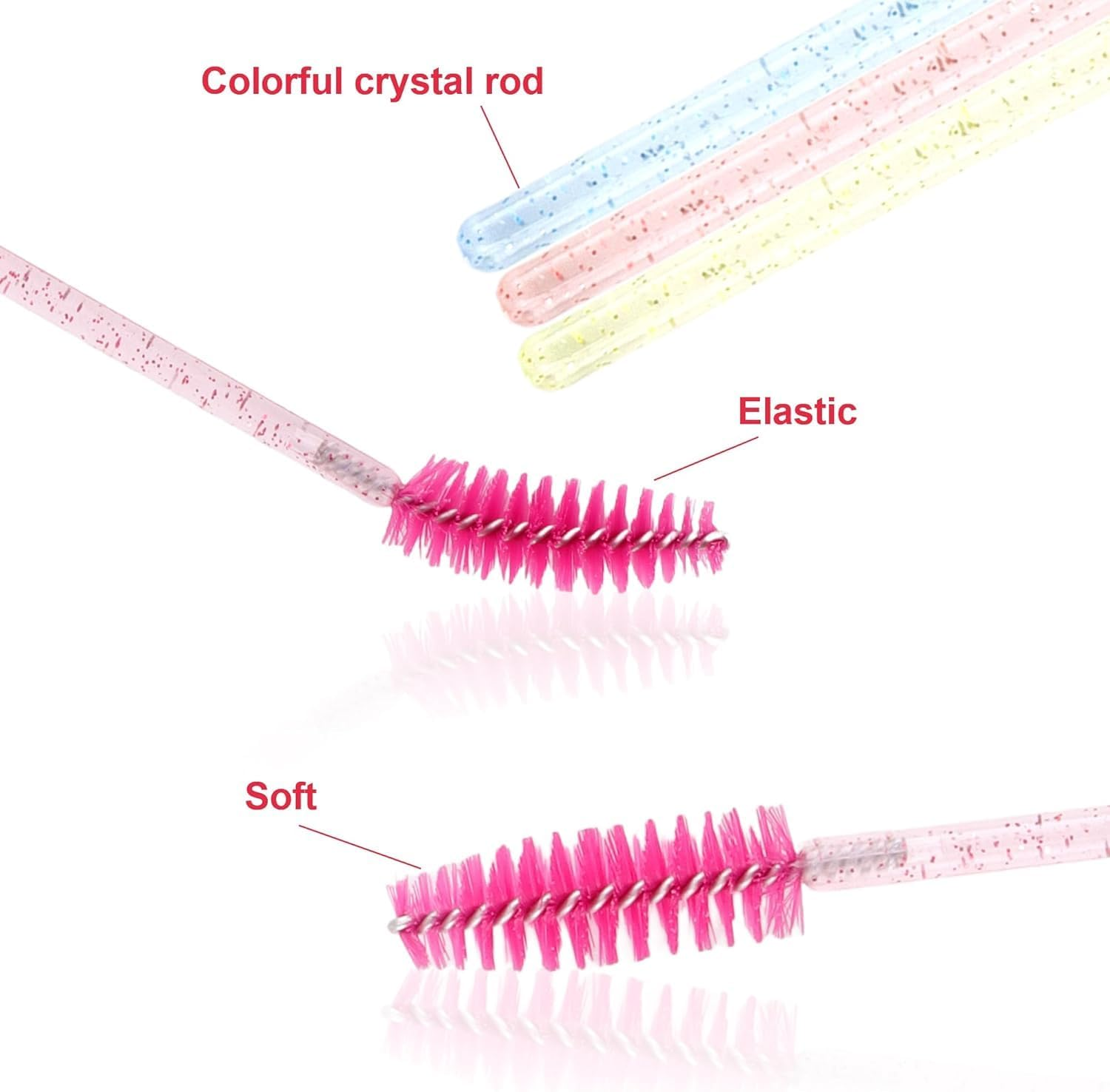Disposable Eyelash Spoolies for Extensions & Mascara, 500PCS Lash Brushes with Crystal Tube for Home Salon Use, 2 in 1 Spoolie Wand and Lash Applicator - SZTTY image number 3