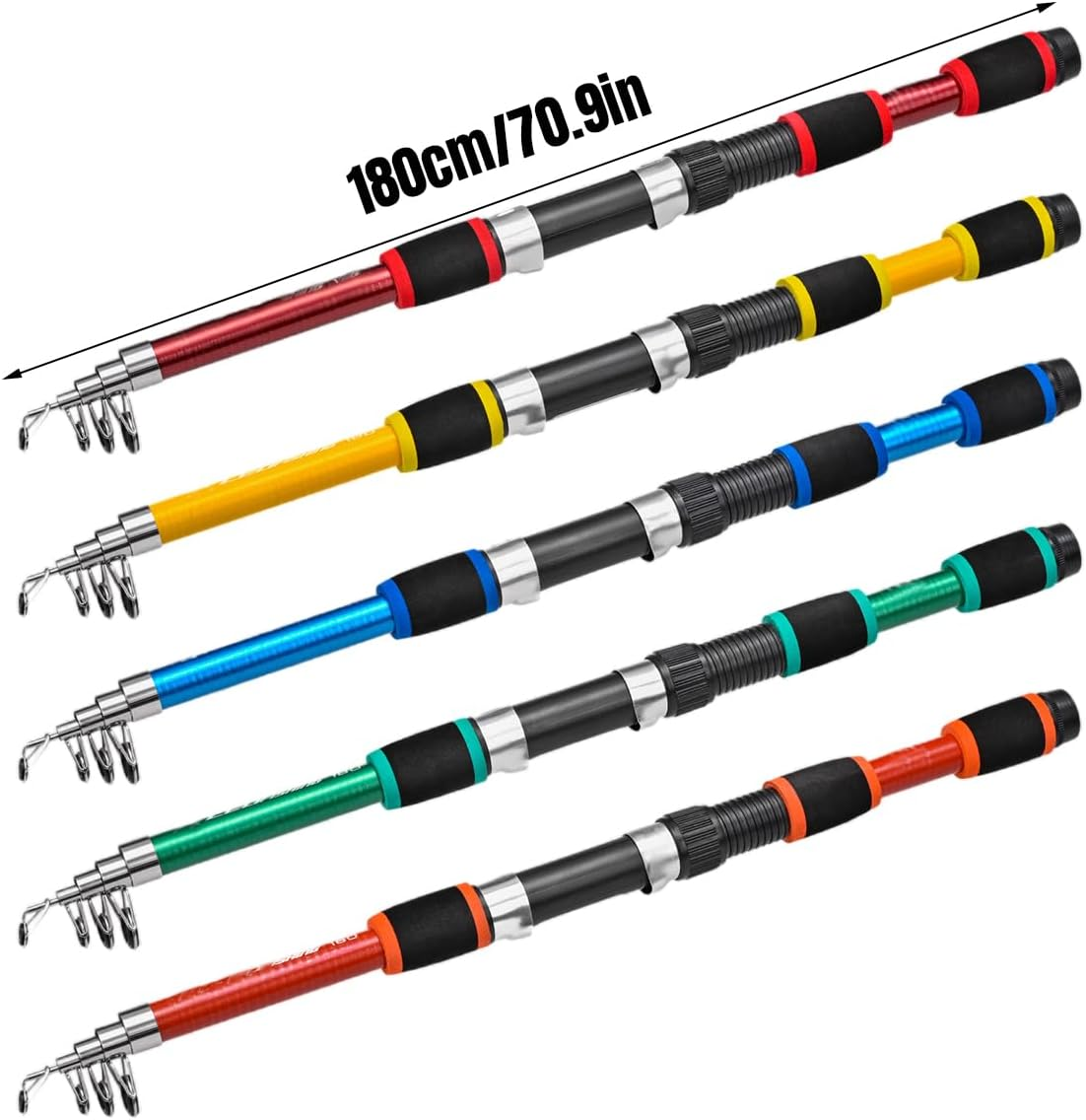 AIMALL 1.8M Telescopic Fishing Rod &ndash; 5-Section Lightweight Glass Steel Pole, Compact 16.7 Inch Closed Length, Multi-Colour Options for Sea and Freshwater Fishing