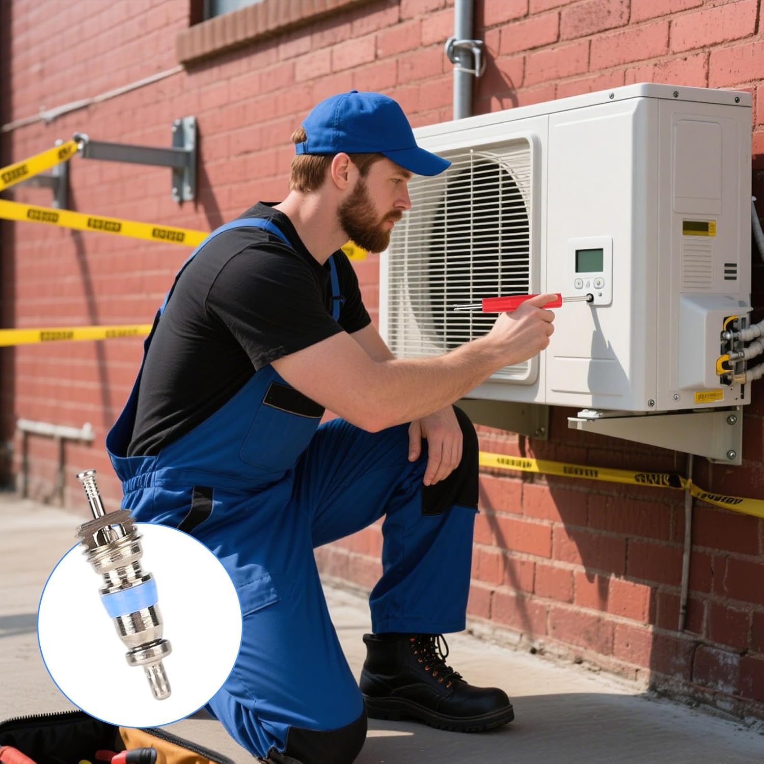 50Pcs HVAC Valve Core, Fits R32 R410A R22 Refrigerant High Pressure with PTFE Seal Includes 2-In-1 Valve Core Wrench Replacement Part for Air Conditioning Refrigeration Systems image number 5