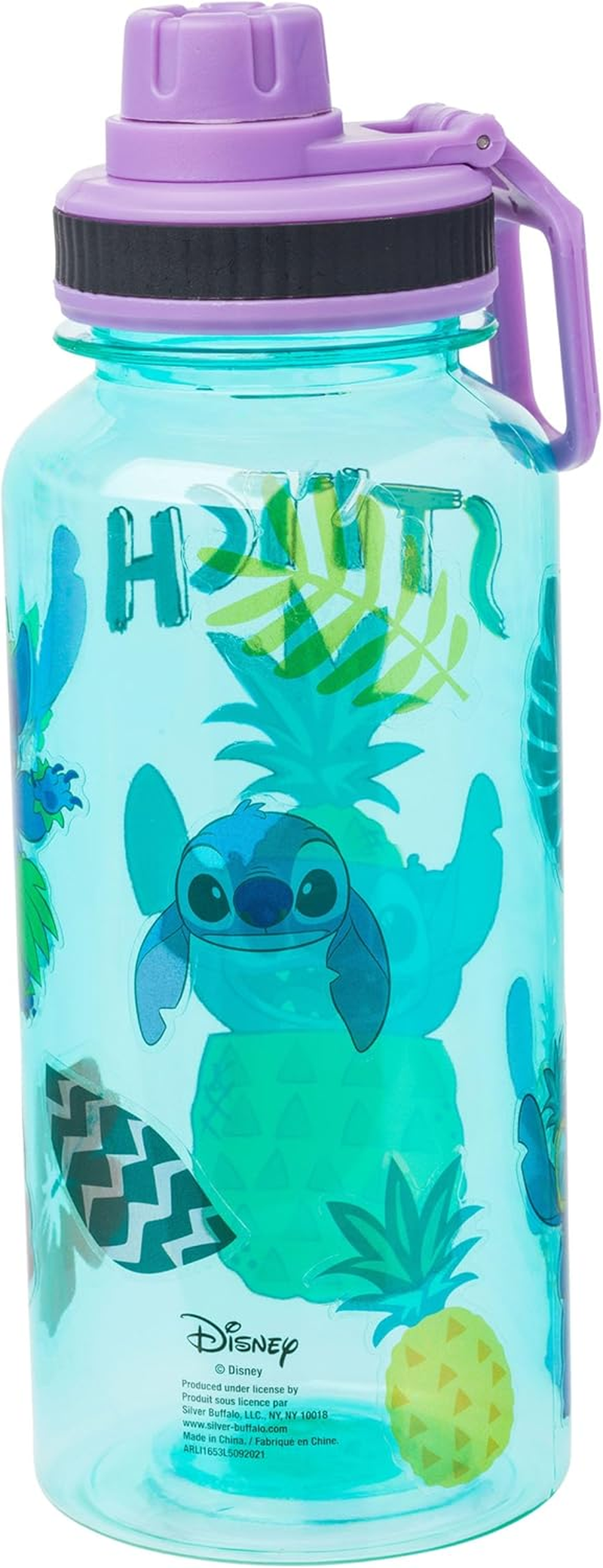 Silver Buffalo Lilo and Stitch Pineapple Twist Spout Plastic Bottle with Sticker Set 32 Ounces - Golden Girls Group image number 6