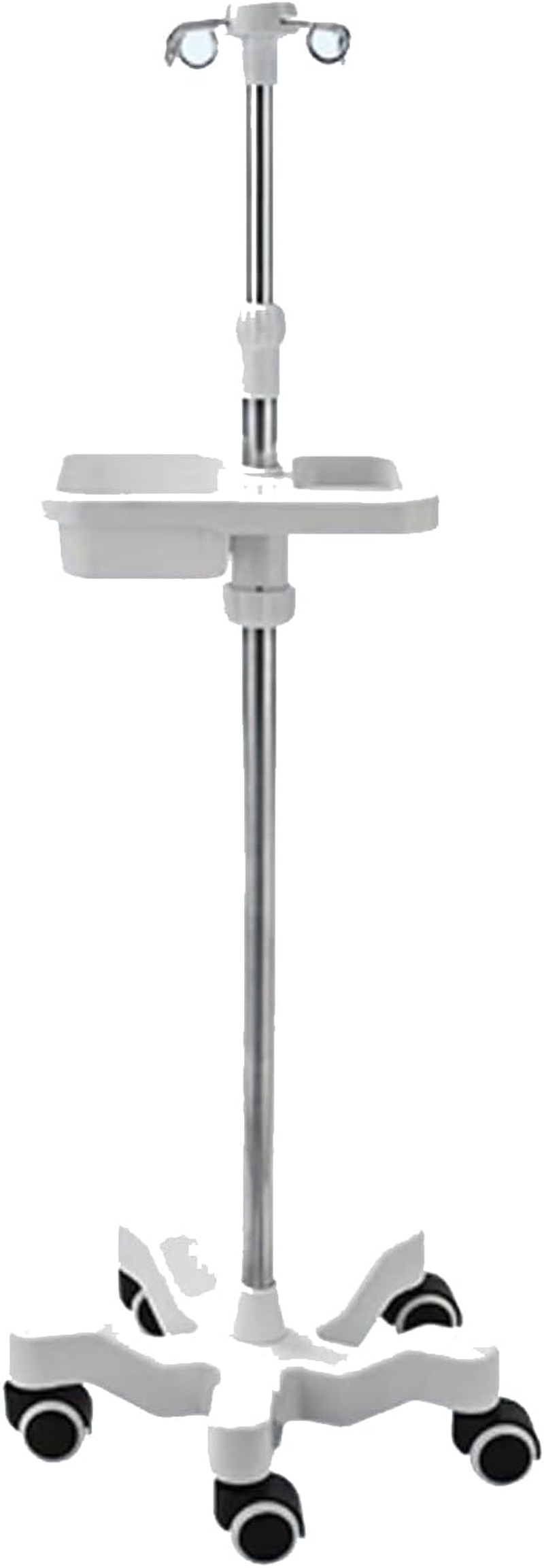 Infusion IV Pole W/5 Wheels Medical Infusion Stand W/Tray/Armrest Stainless Steel Drip Stand Height Adjustable IV Bag Holder for Beauty Salon Clinic Elderly (White) image number 1