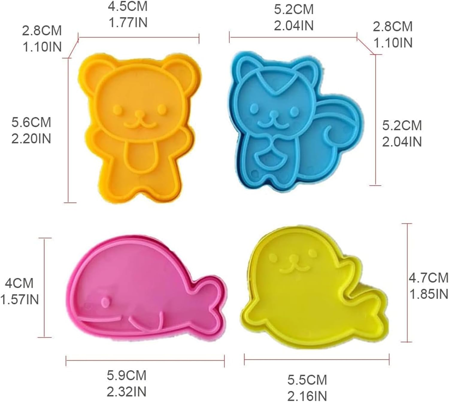 5 PCS Sandwich Cutter and Sealer for Kids, Mini Cartoon Bear Squirrel Dolphin Sea Dog Bread Cutter Sandwich Cutters for Kids Bento Box image number 3