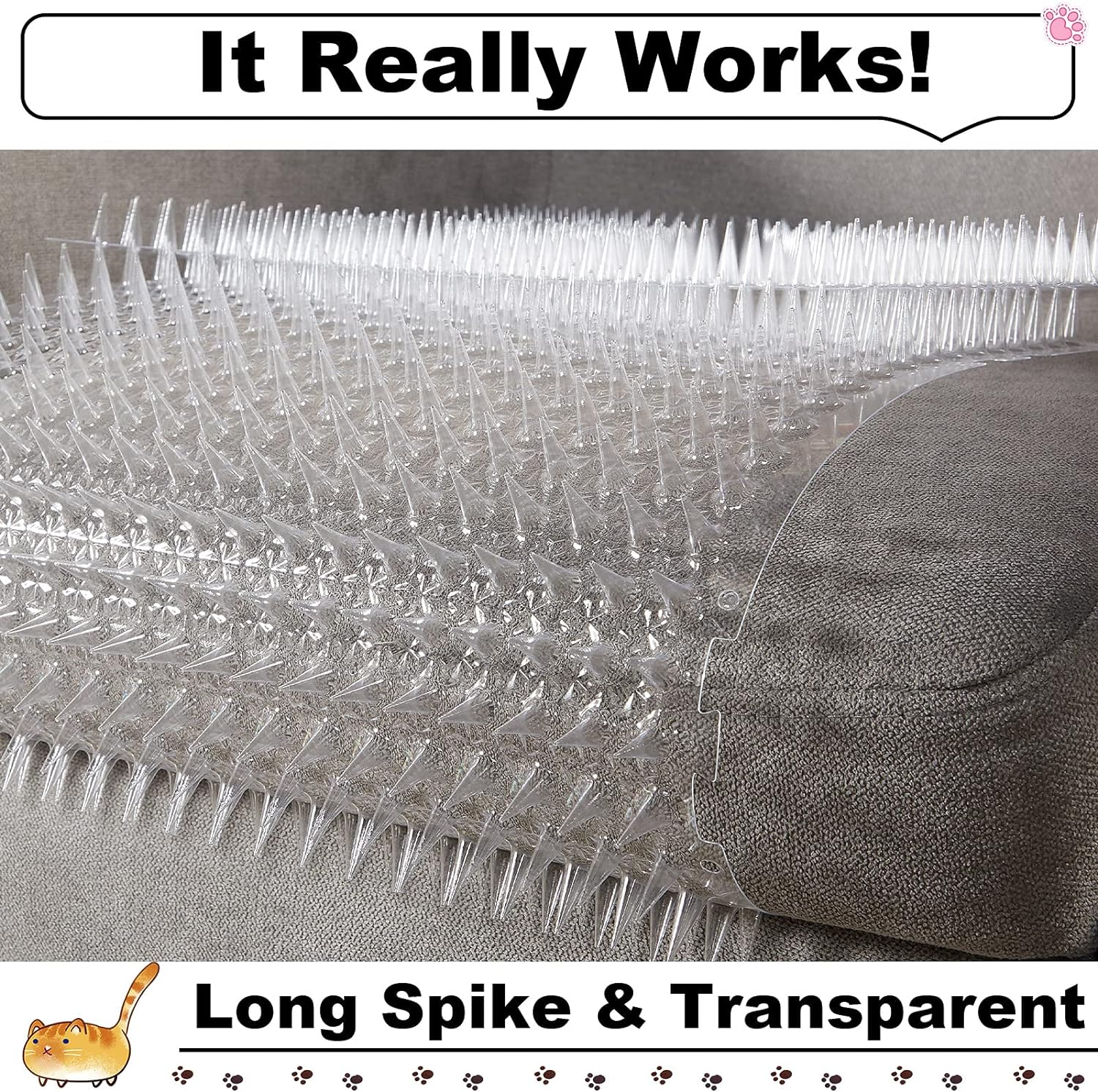 12 Pieces Clear Spiked Cat Repellent Mats for Outdoor Garden Window Sofa (Big Spikes, 16 X 13 Inches) image number 3