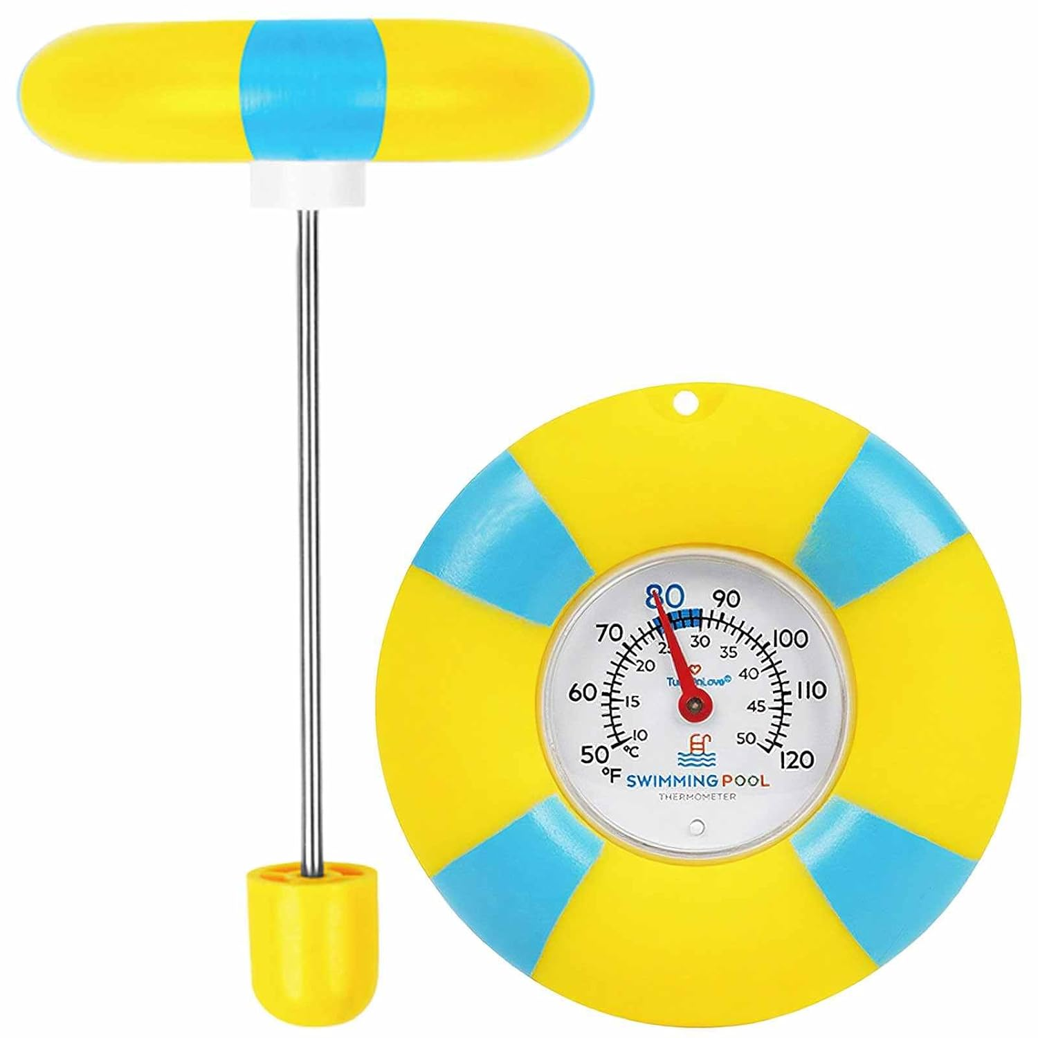 Pool Thermometer Floating Easy Read - Dial Panel Pool Temperature Thermometers Long-Distance Read, 304 Stainless Steel Probe for Swimming Pools, Pond Thermometers for Outdoor Ponds image number 3