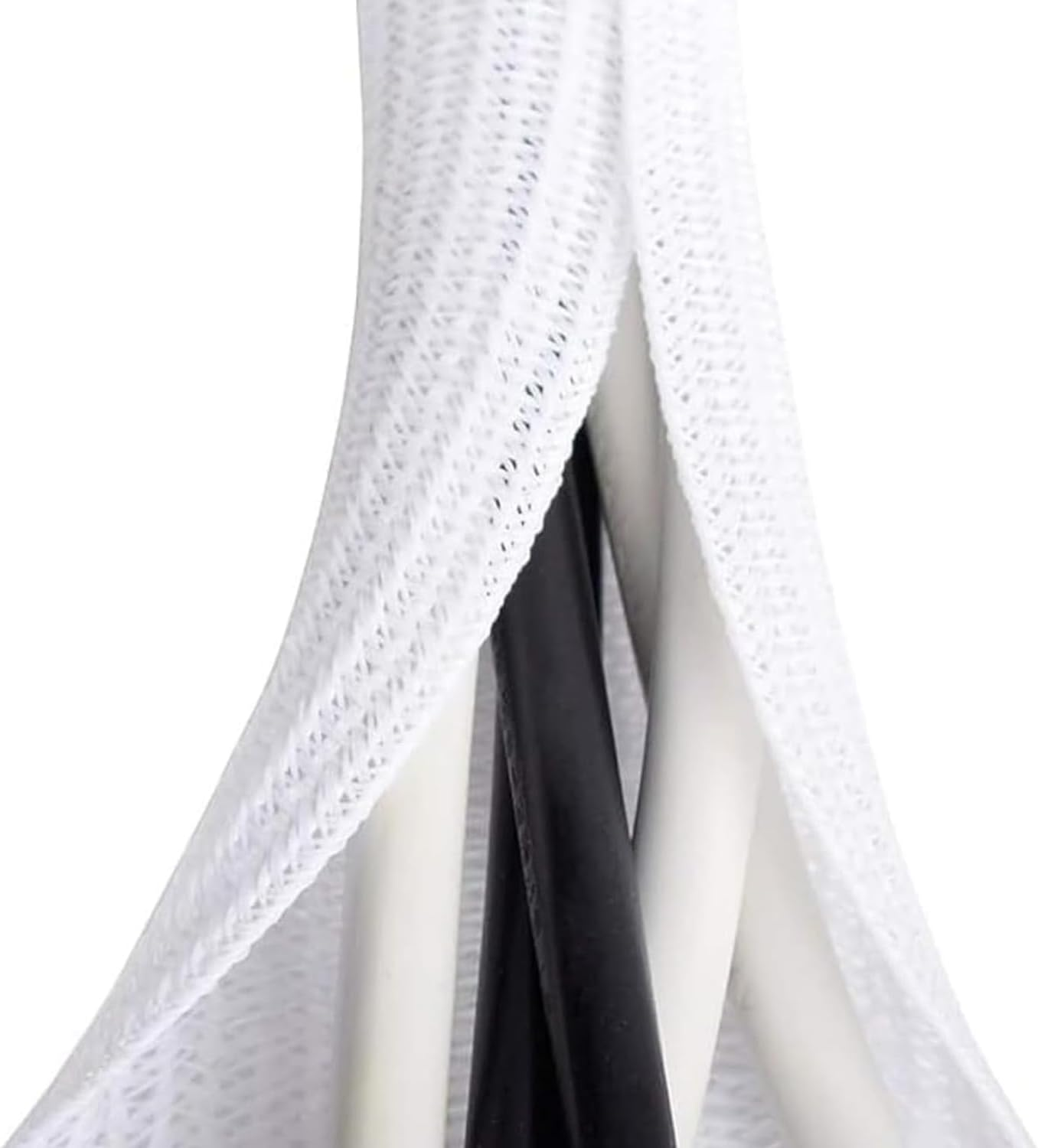 2Pcs White Cable Sleeve, Cord Management Wire Organizer under Desk, Home Office Computer Wire Cover Hider Cord Protector, Protect Cables from Pet Cat Dog Chewing, White ﻿ image number 2