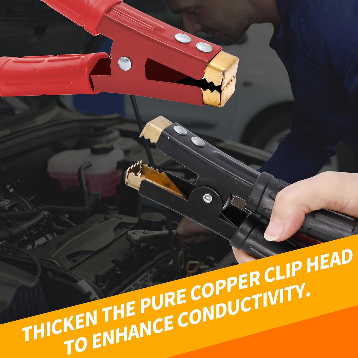 Saihisday 1000A Battery Jumper Cable Clamps, Heavy Duty Car Battery Clamps Pure Copper, Battery Alligator Clamps for Jump Starter Cables 4PCS