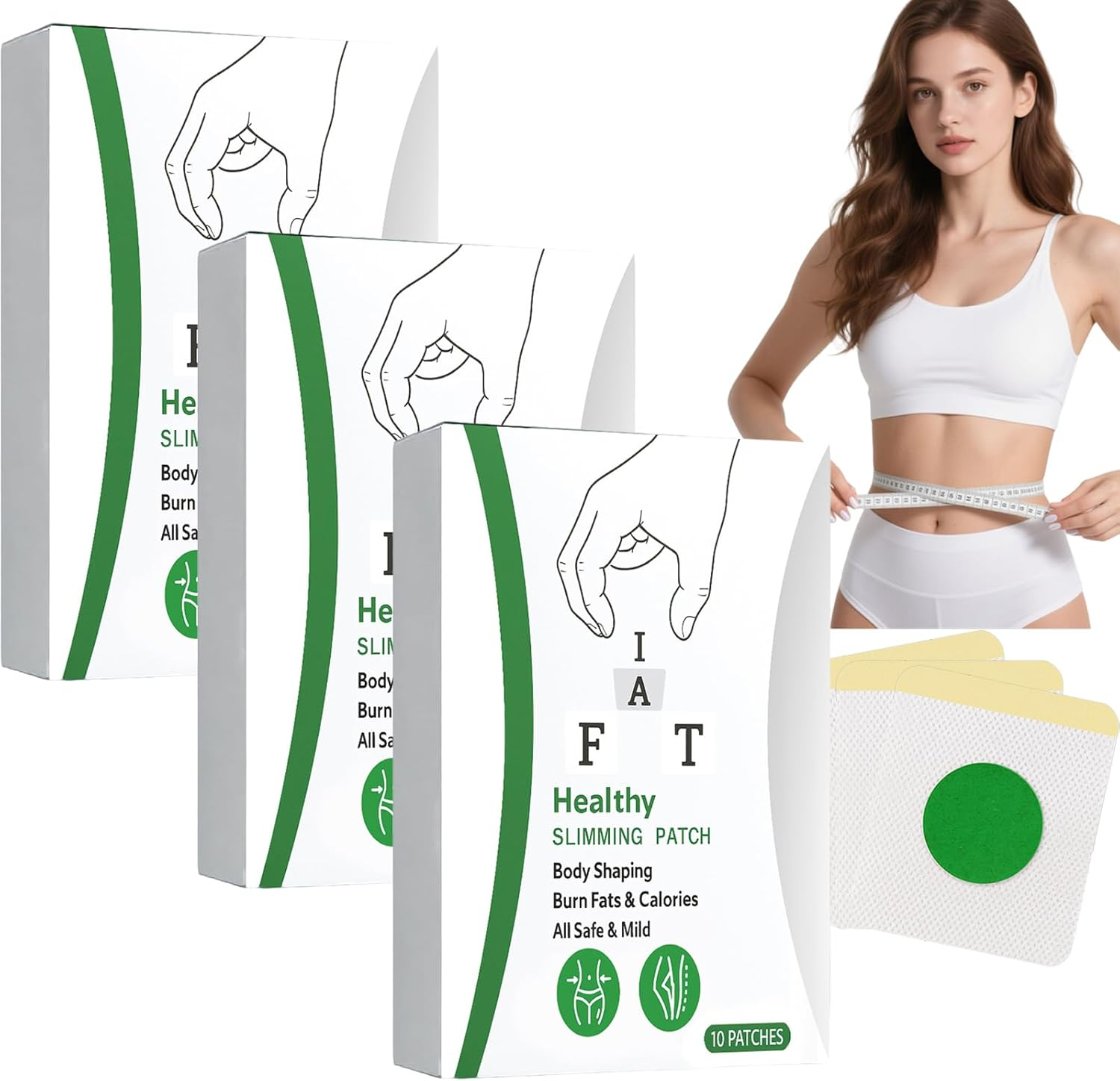 Body Shaping Patch with Ginger & Mugwort, Slimming Patch for Abdomen, Thighs & Arms, Weight Loss Patches for Women, Natural Ingredients Support Firming, Circulation & Skin Tone (6Box)