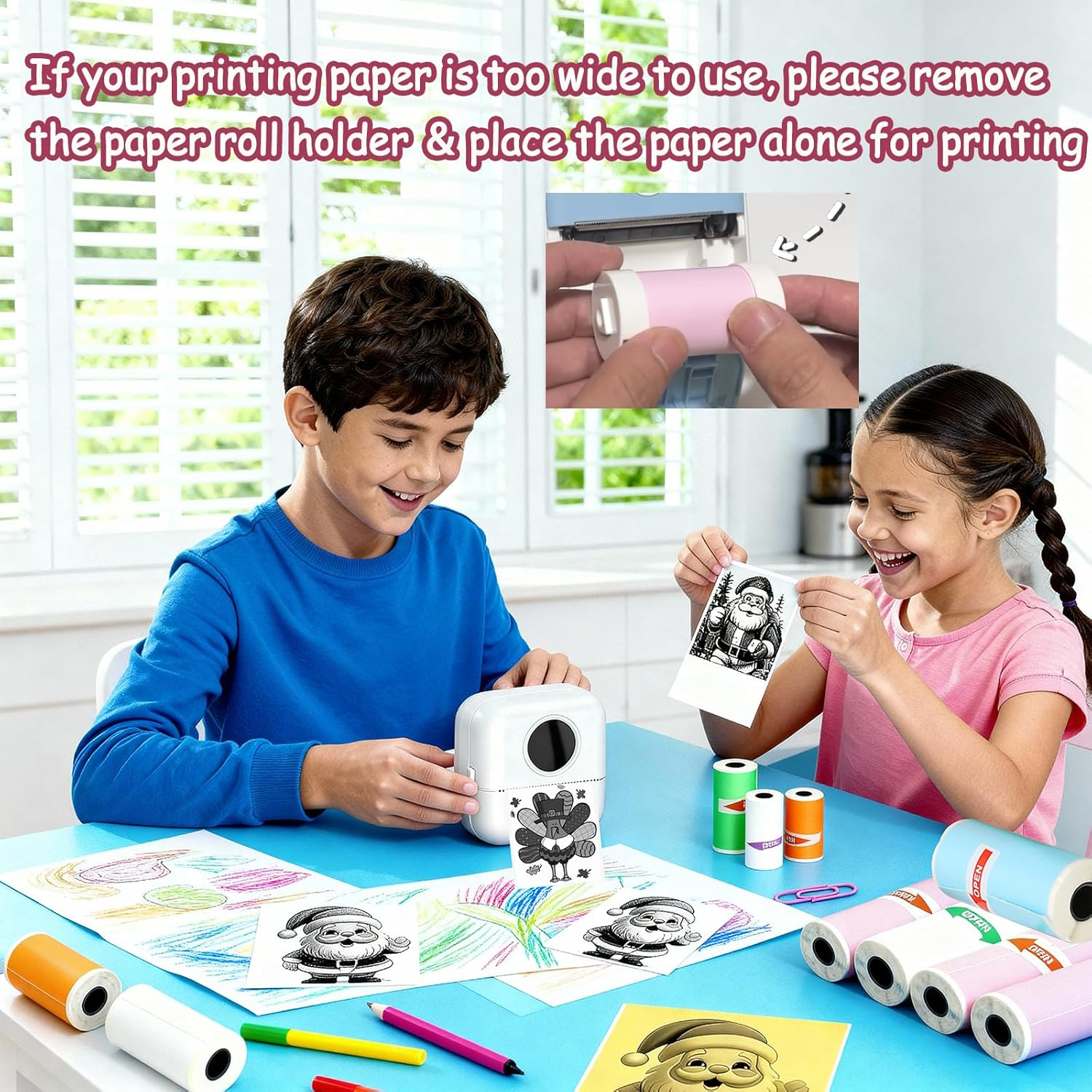 12 Rolls Thermal Sticker Paper for Mini Printer,Self-Adhesive Paper 57 * 25Mm,Colored HD Clear Printing Paper for Pocket Inkless Portable Bluetooth Printer to Print Photo,Note,Study,Diy image number 1