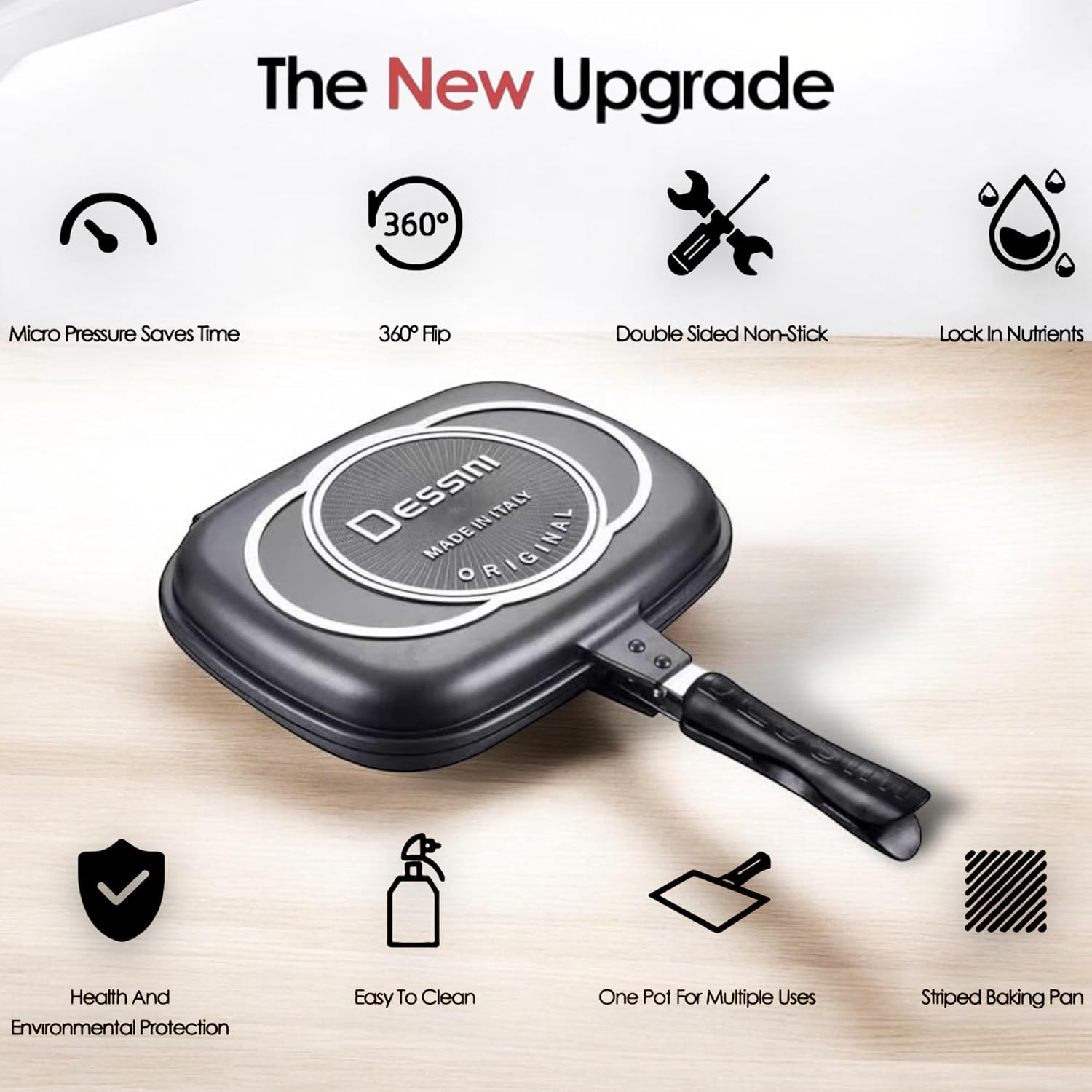 VIVID VIRSA Double Sided Grill Pan, Non Stick Fry Pan, Aluminum Alloy, Indoor Outdoor Grill Pan, Multi Function Frying Pan, Portable, Healthy, Non-Stick Double Sided Pan, Even Heat Distribution Pan. image number 2