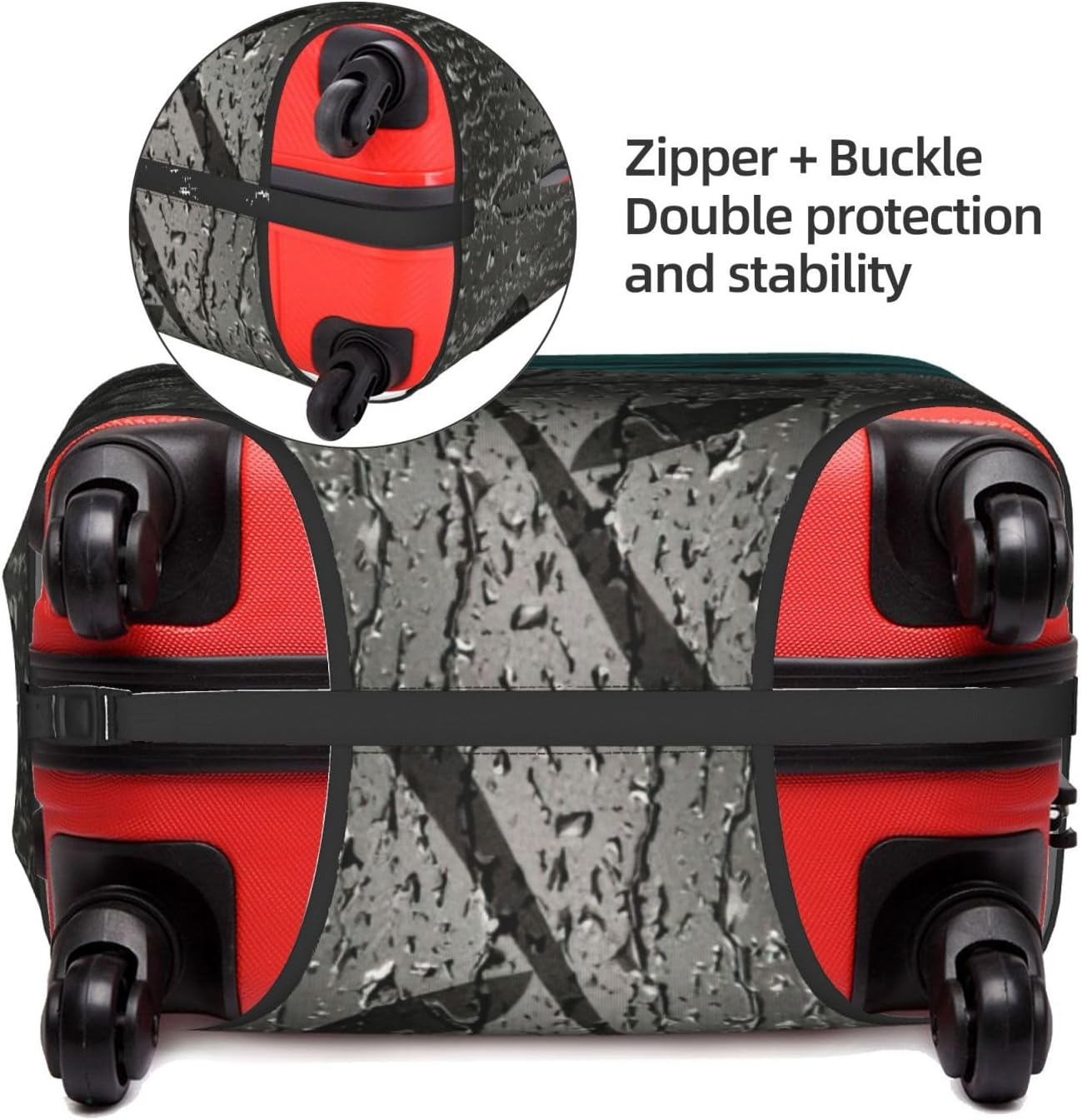 Odddot Teal Gray Rose Flower Print Travel Luggage Cover,Suitcase Protector Cover, Washable Baggage Covers,For 18-32 Inch Luggage, Teal Gray Rose Flower, Small