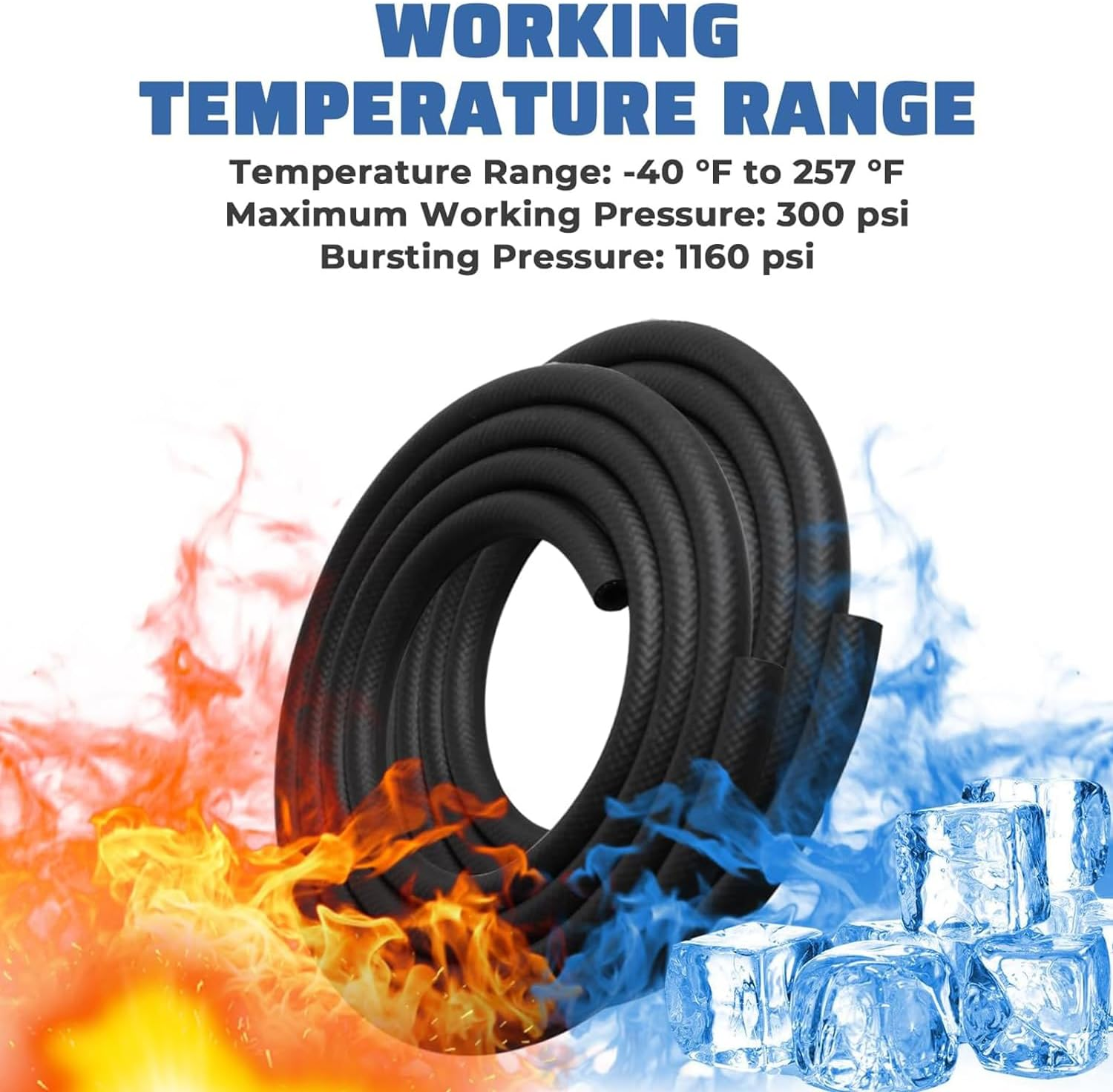 10Mm ID Fuel Line Hose, 10 FT NBR Rubber Push Lock Hose High Pressure 300PSI for Automotive Fuel Systems Engines image number 4